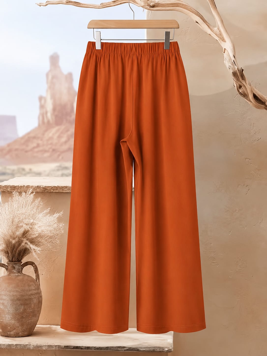 Women's Plus Size Leaf Print Top & Wide-Leg Pants Set