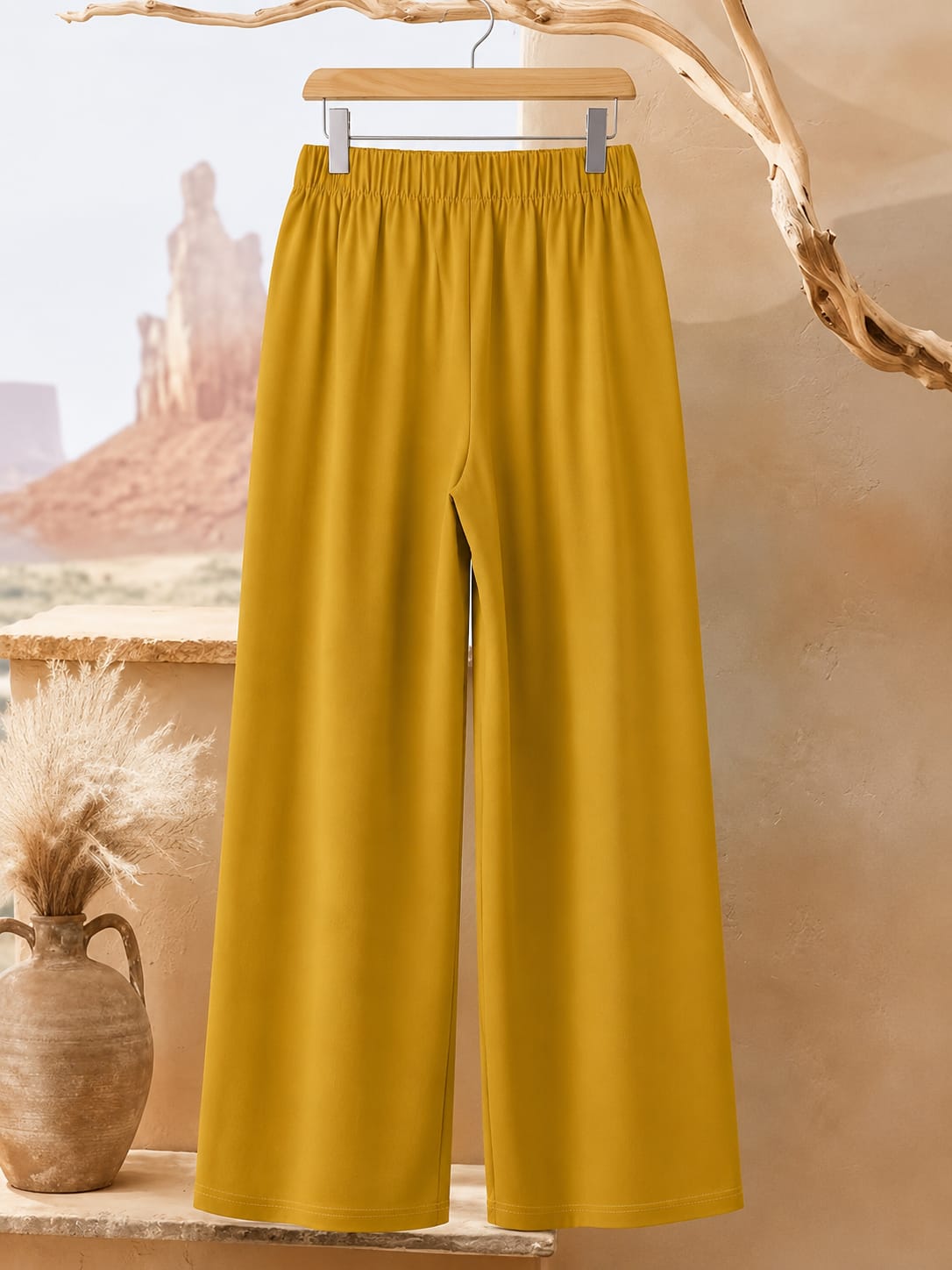 Women's Plus Size Leaf Print Top & Wide-Leg Pants Set