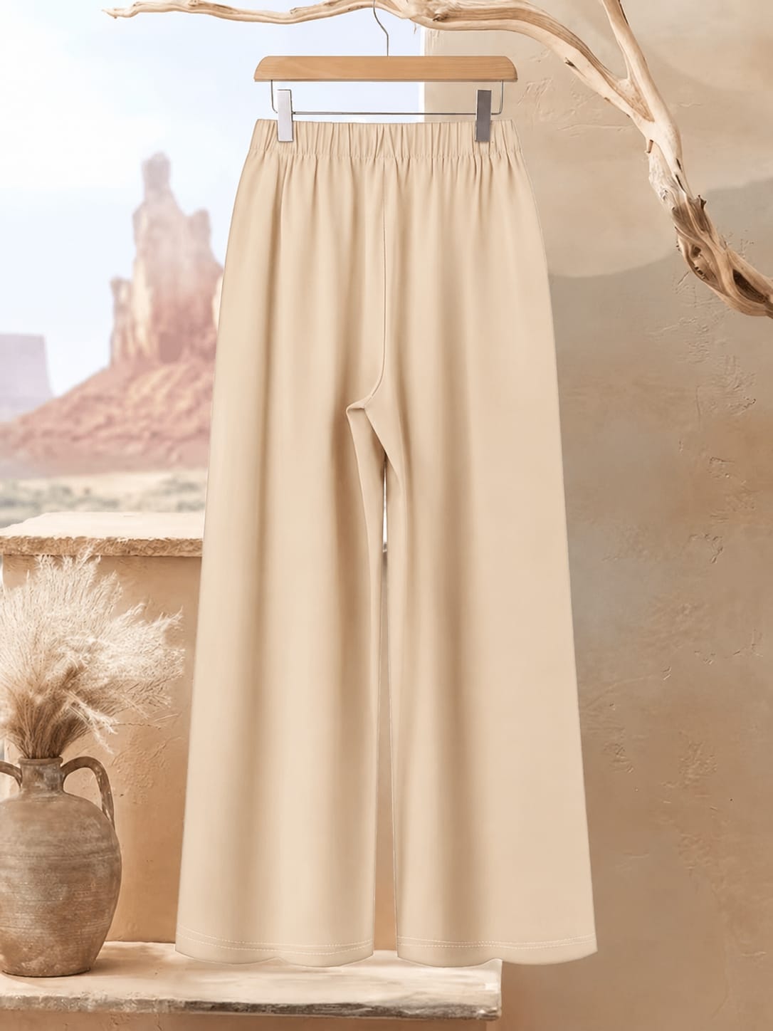 Women's Plus Size Leaf Print Top & Wide-Leg Pants Set