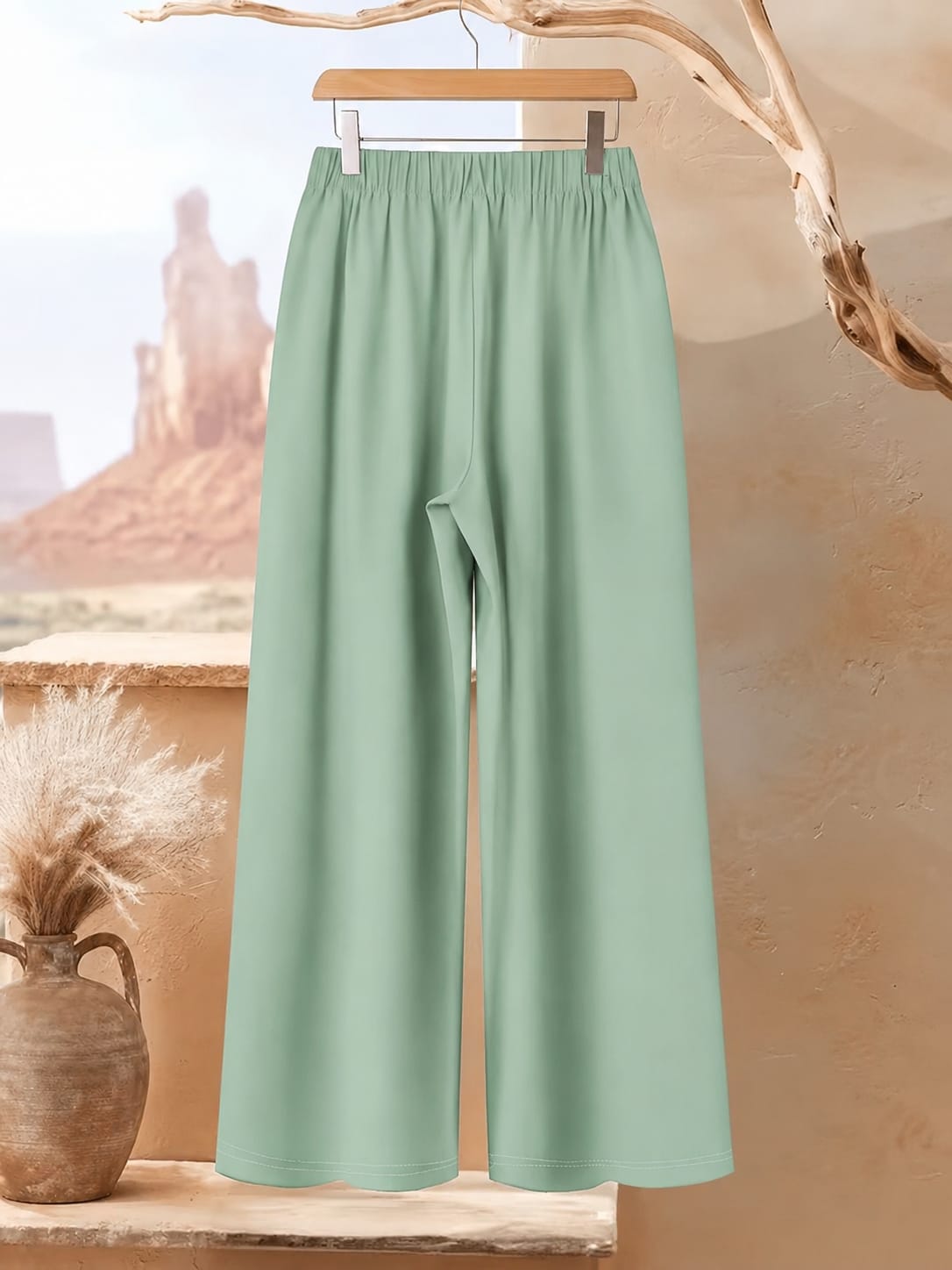 Women's Plus Size Leaf Print Top & Wide-Leg Pants Set