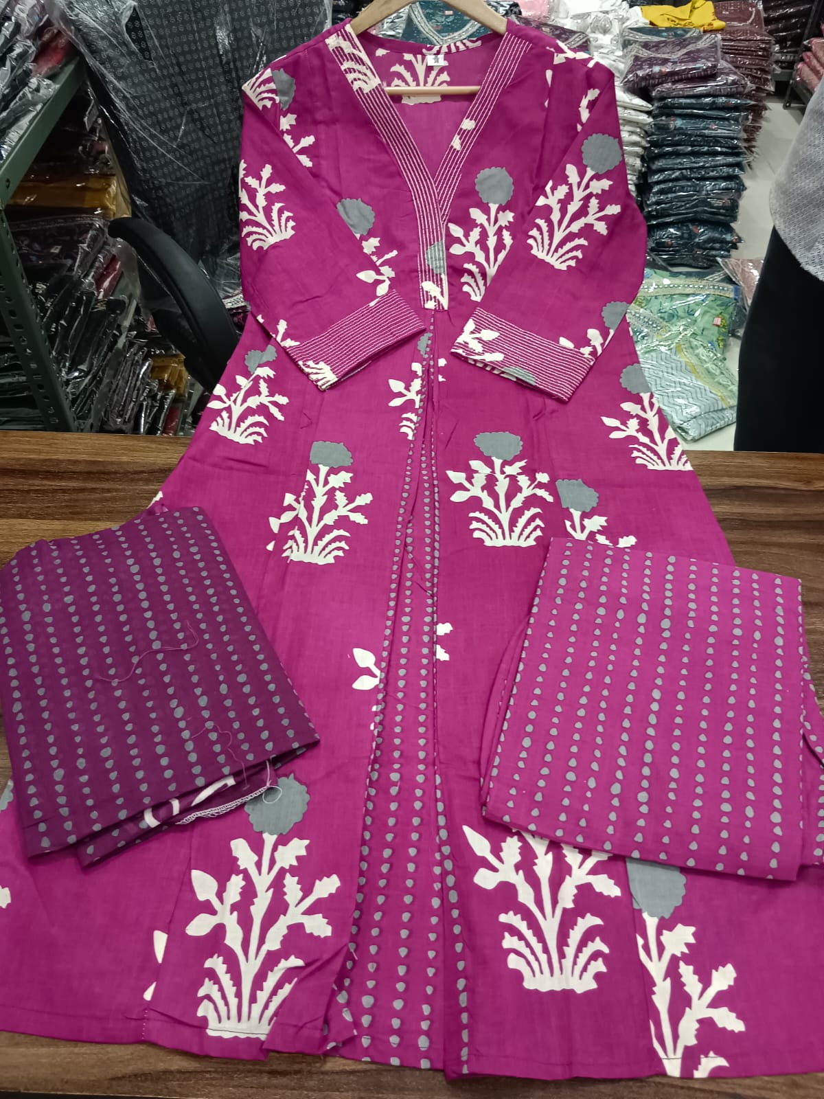 Embroidered A-Line Kurta Palazzo Set with Dupatta