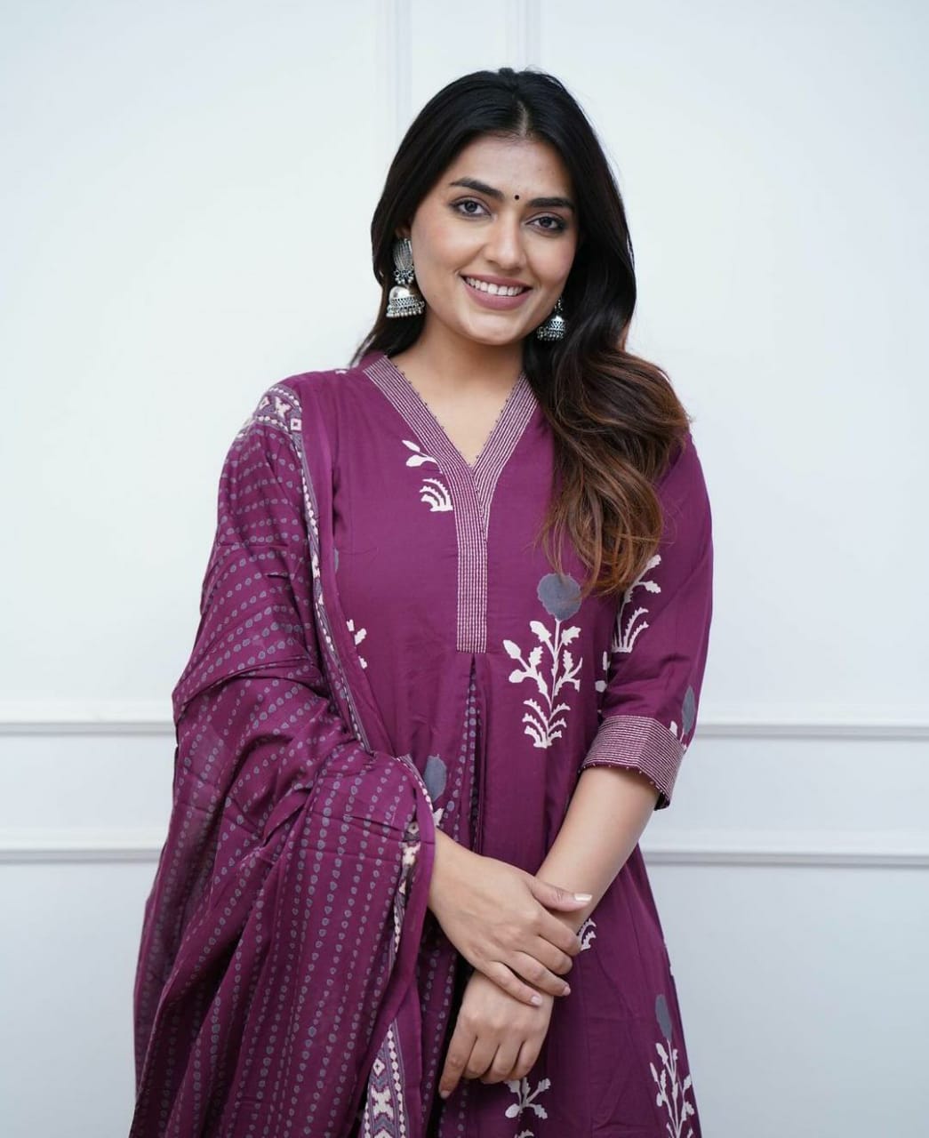 Embroidered A-Line Kurta Palazzo Set with Dupatta