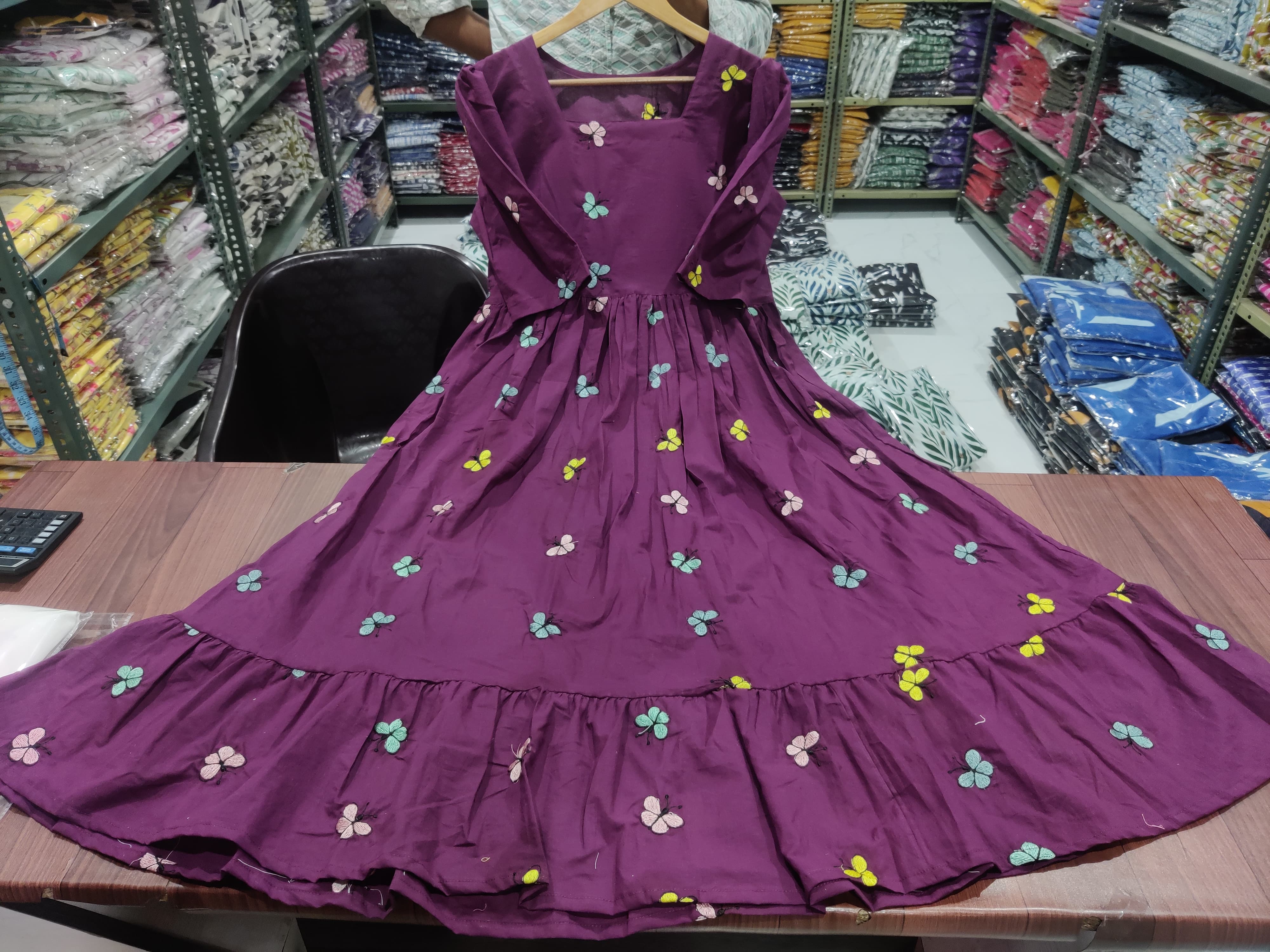 Cotton Puff Sleeve Midi Kurti