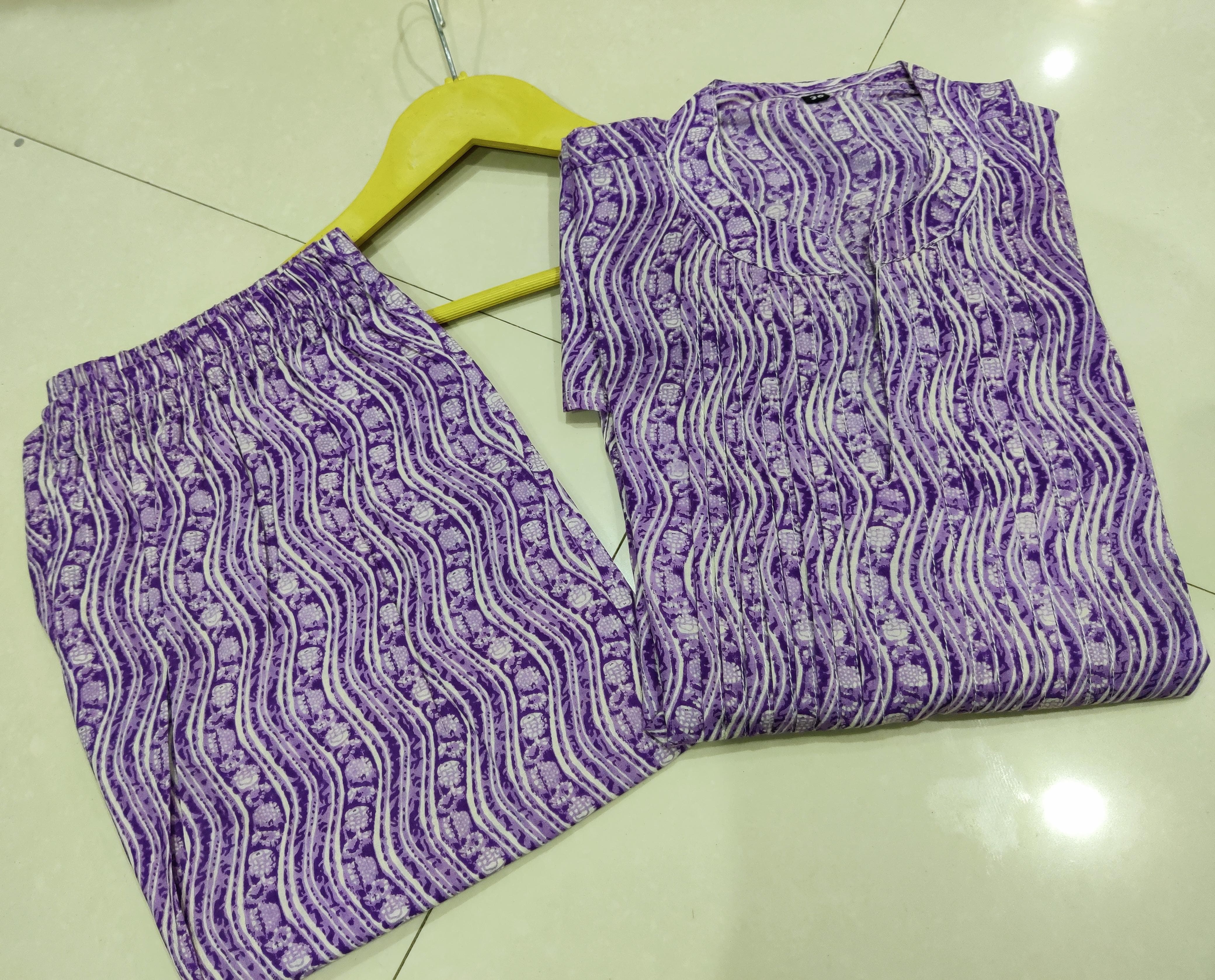 Lavender Cotton Kurta Set with Pintex Work