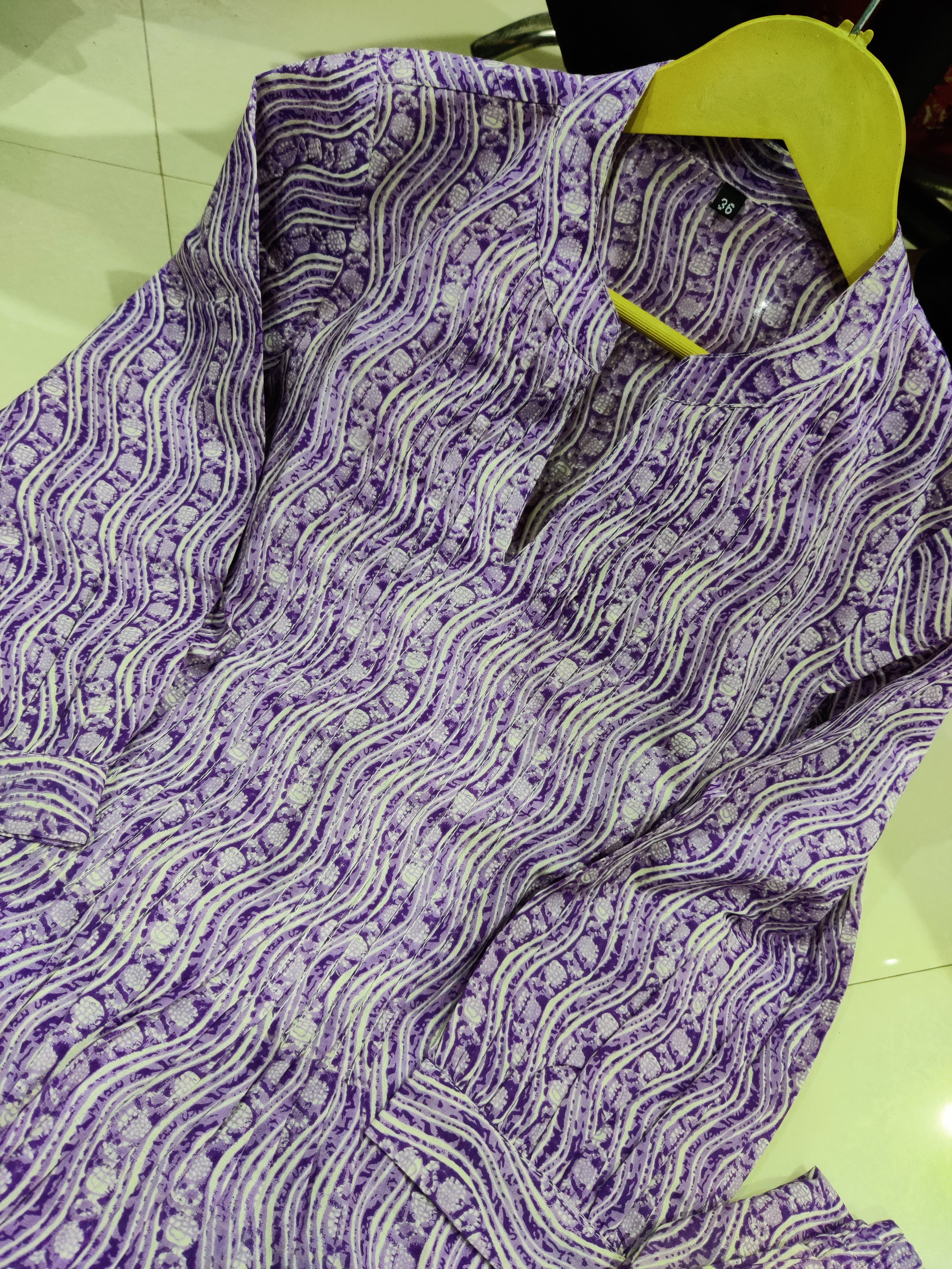 Lavender Cotton Kurta Set with Pintex Work