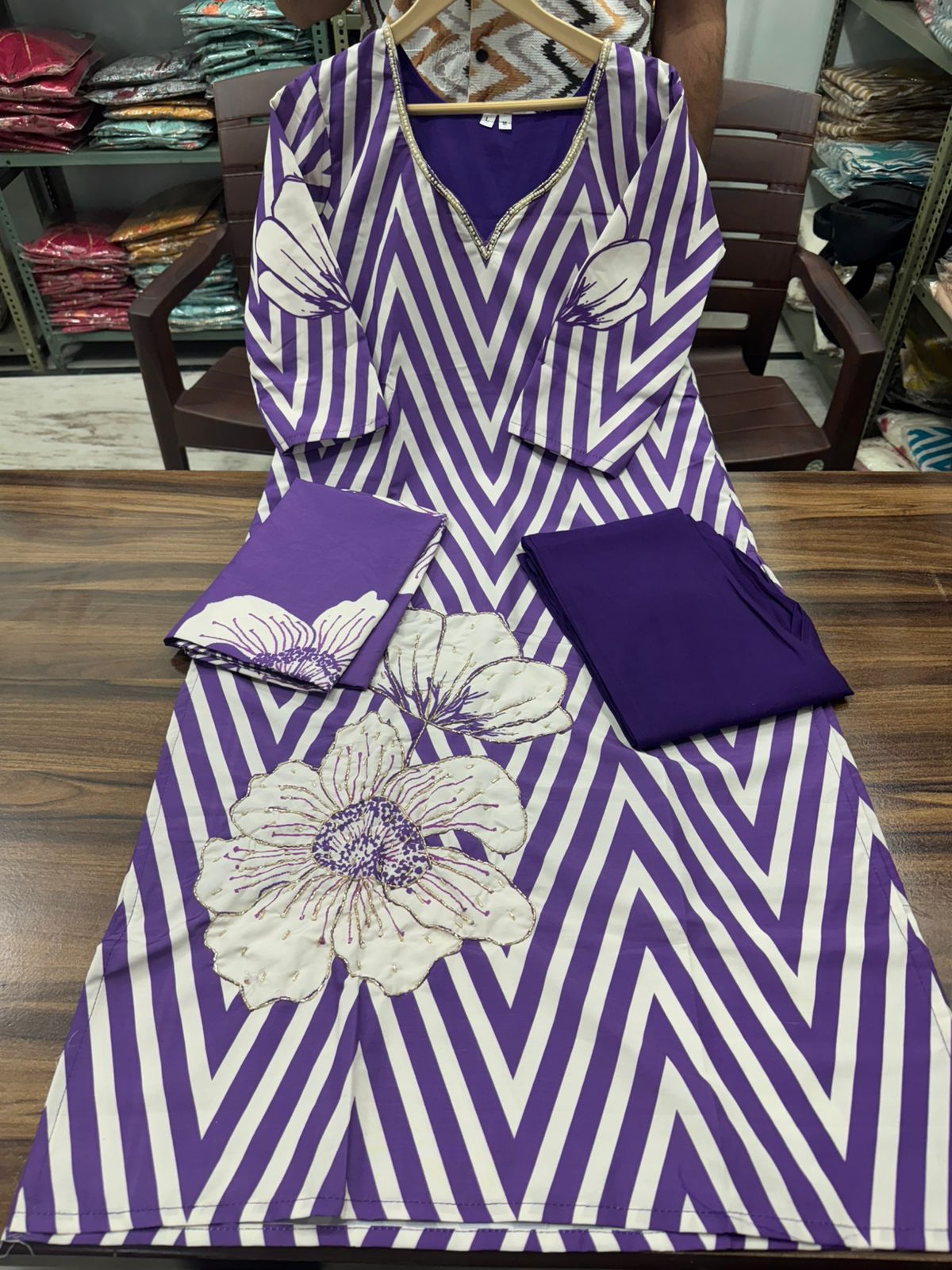Muslin Silk Suit Set with Dupatta | Embroidered 3-Piece Set with Cotton Lining