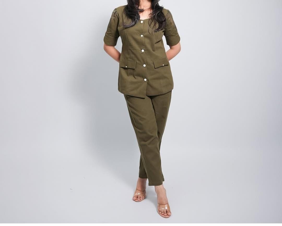 Cotton Flex Co-Ord Set with Designer Shoulder Kurti