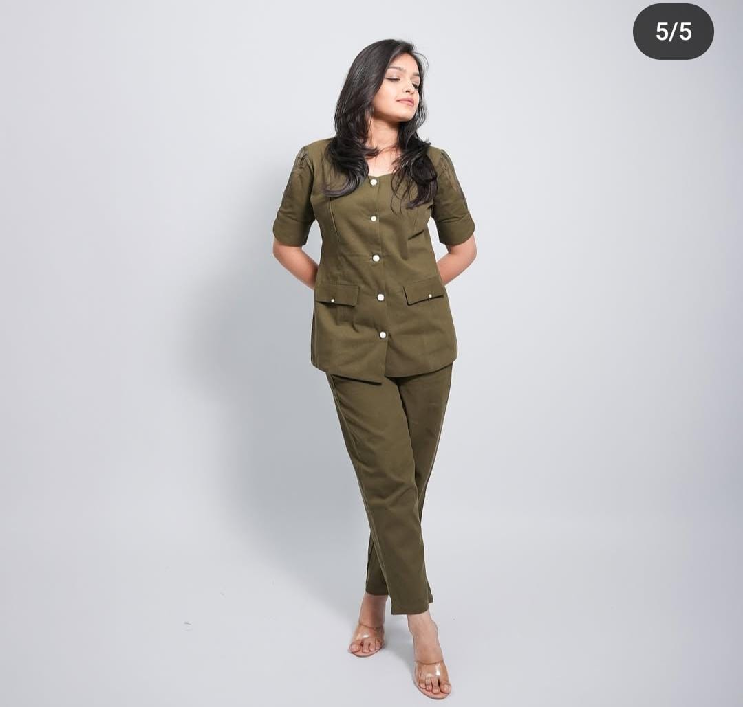 Cotton Flex Co-Ord Set with Designer Shoulder Kurti