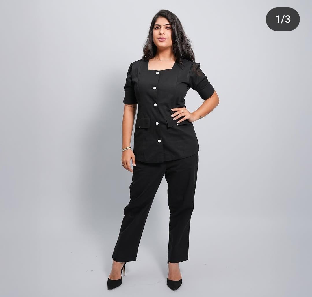 Cotton Flex Co-Ord Set with Designer Shoulder Kurti