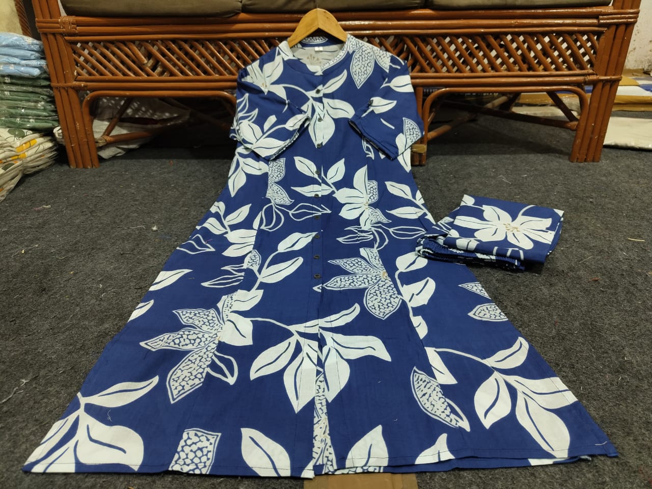 Floral Cotton Co-ord Set – A-line Kurti with Ankle-Length Palazzo Pant