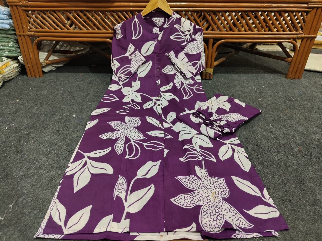 Floral Cotton Co-ord Set – A-line Kurti with Ankle-Length Palazzo Pant