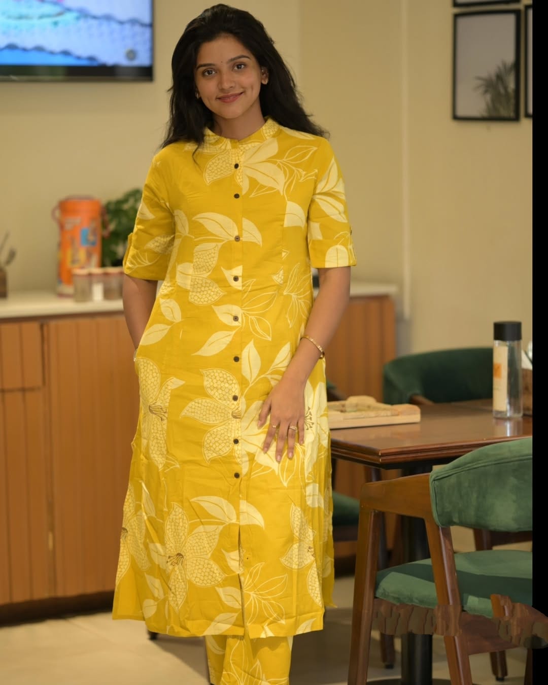 Floral Cotton Co-ord Set – A-line Kurti with Ankle-Length Palazzo Pant