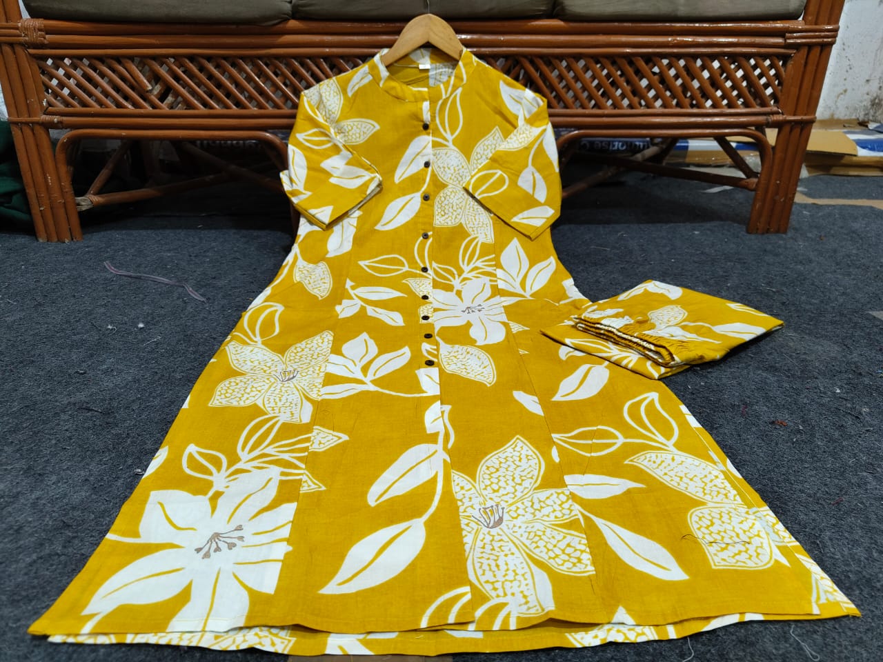 Floral Cotton Co-ord Set – A-line Kurti with Ankle-Length Palazzo Pant