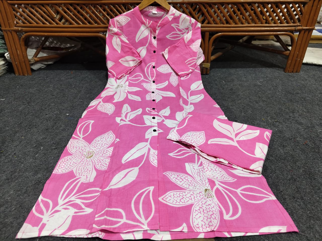 Floral Cotton Co-ord Set – A-line Kurti with Ankle-Length Palazzo Pant