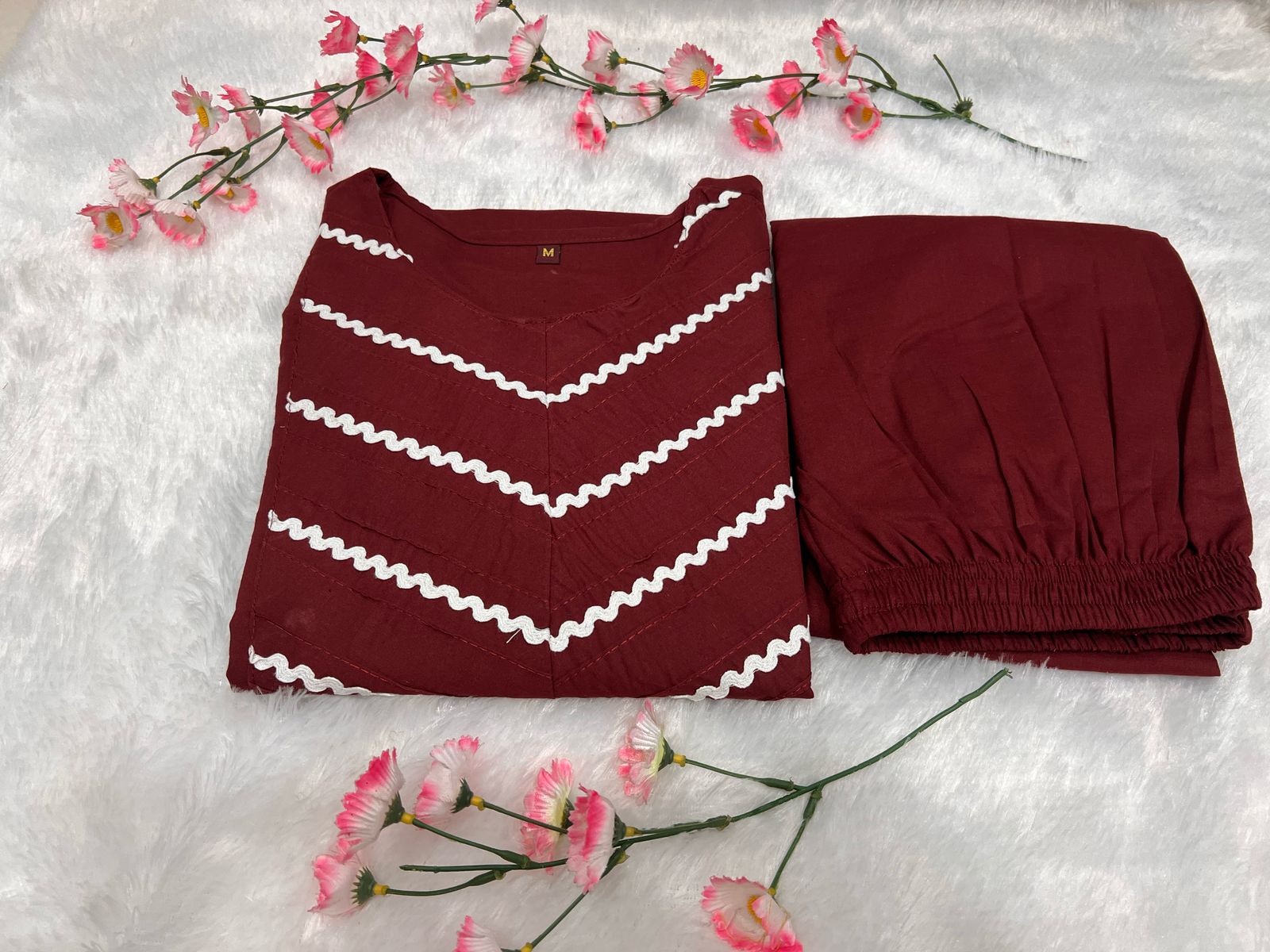 Cotton Kurti Pant Set with Embroidery