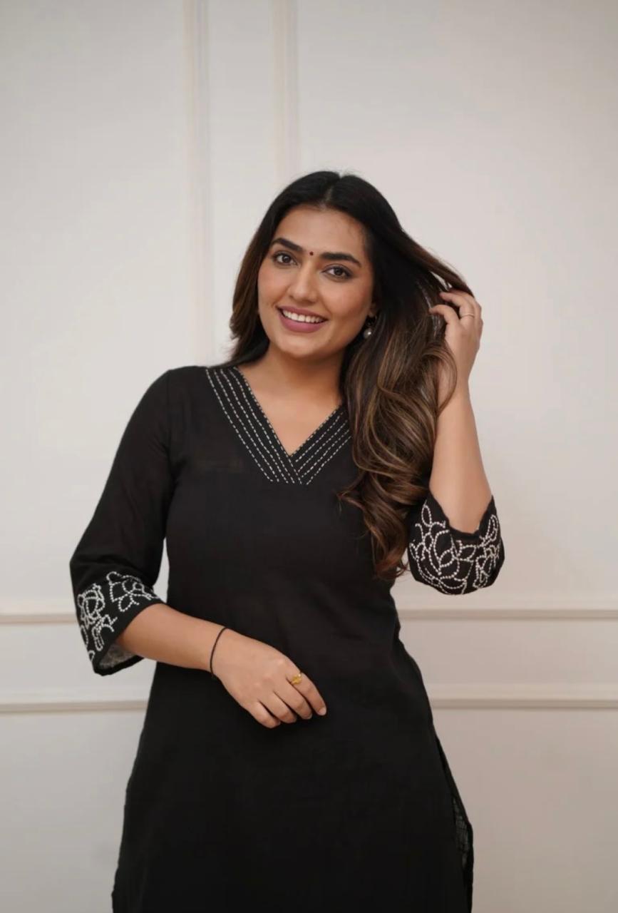 Cotton Kurti with Embroidery & Matching Pant