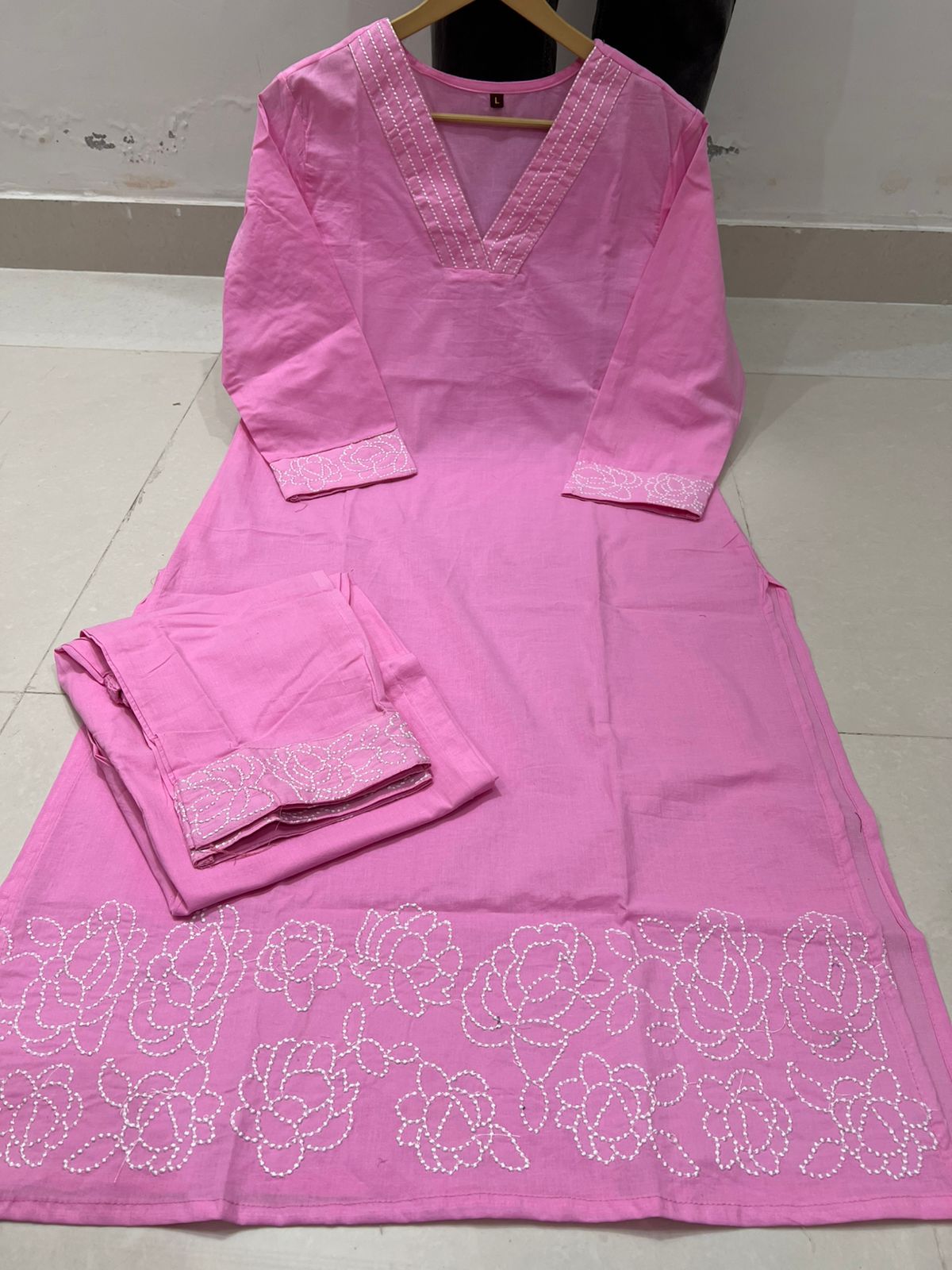 Cotton Kurti with Embroidery & Matching Pant