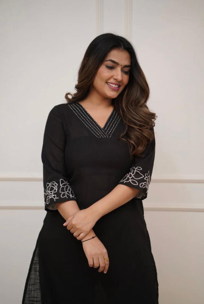 Cotton Kurti with Embroidery & Matching Pant