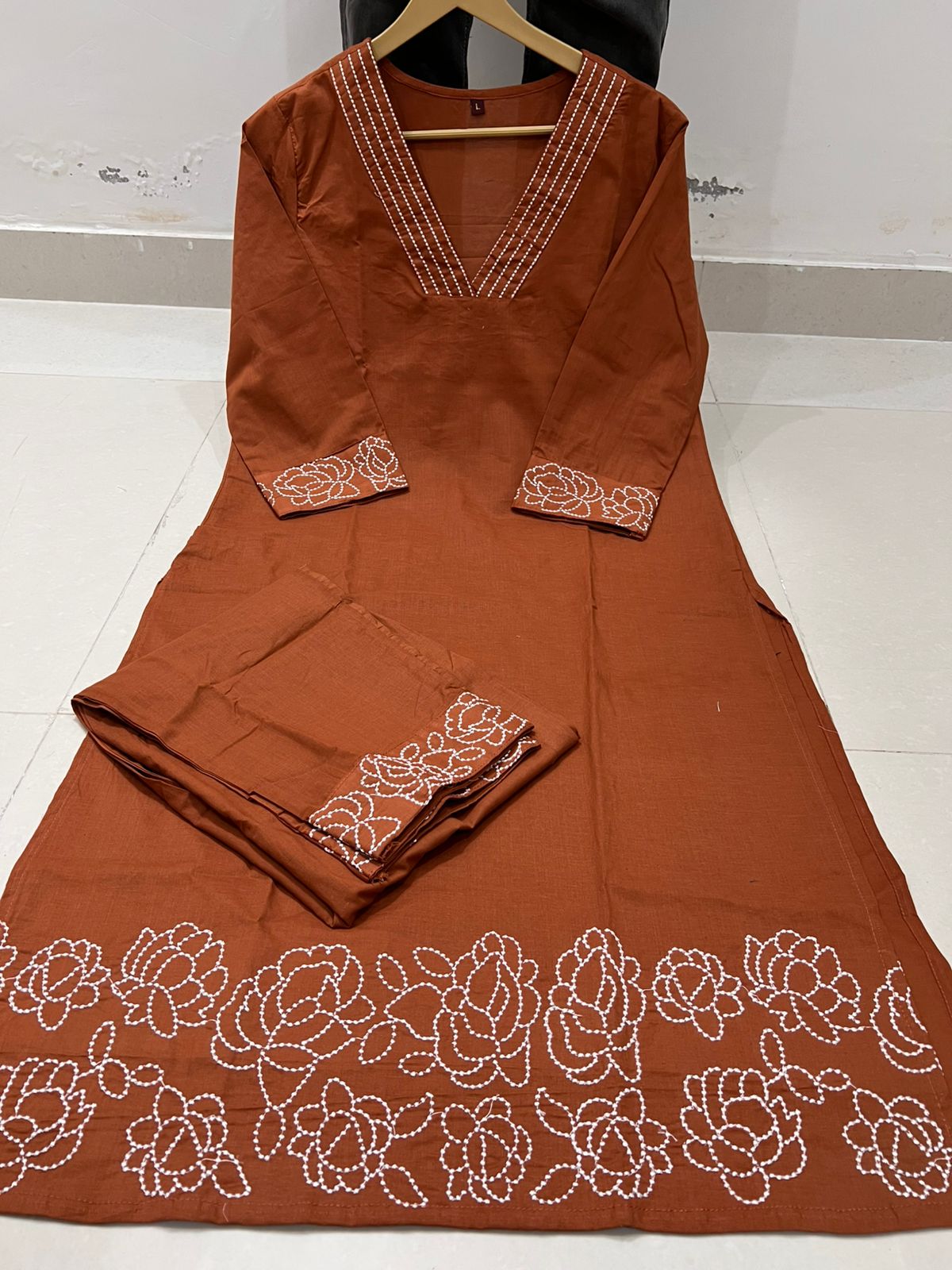Cotton Kurti with Embroidery & Matching Pant
