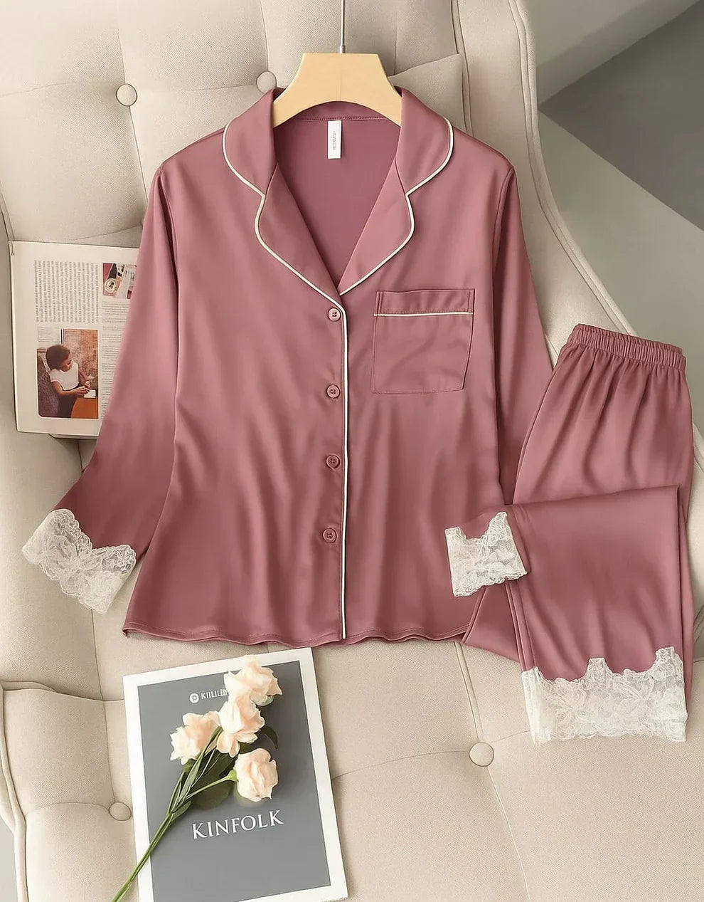 Dream Satin Pajamas Set 2.0 – Luxurious Faux Silk Sleepwear for Women