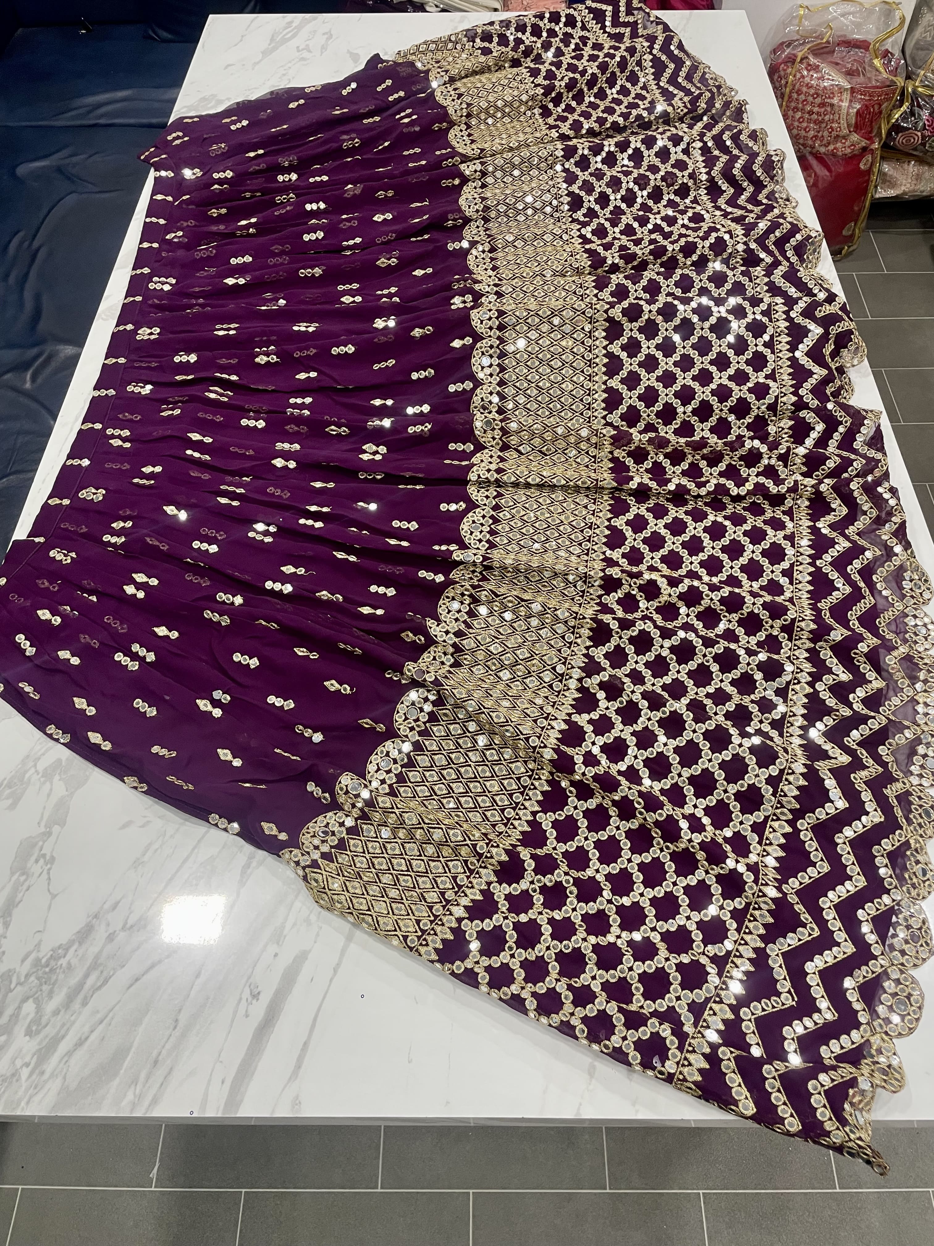 Wine Color Embroidered Attractive Party Wear Georgette Dulhan Wedding Lehenga Choli