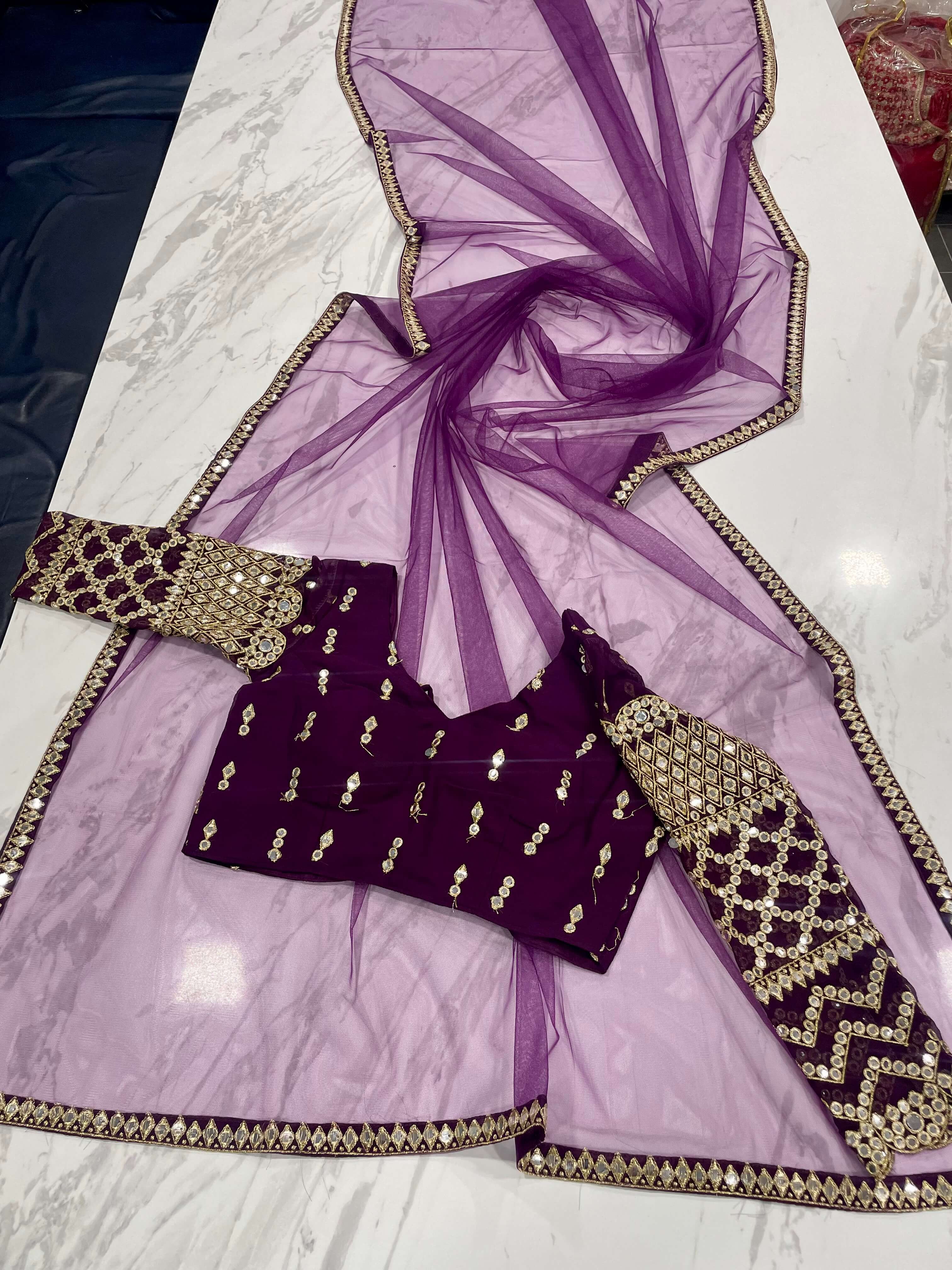 Wine Color Embroidered Attractive Party Wear Georgette Dulhan Wedding Lehenga Choli