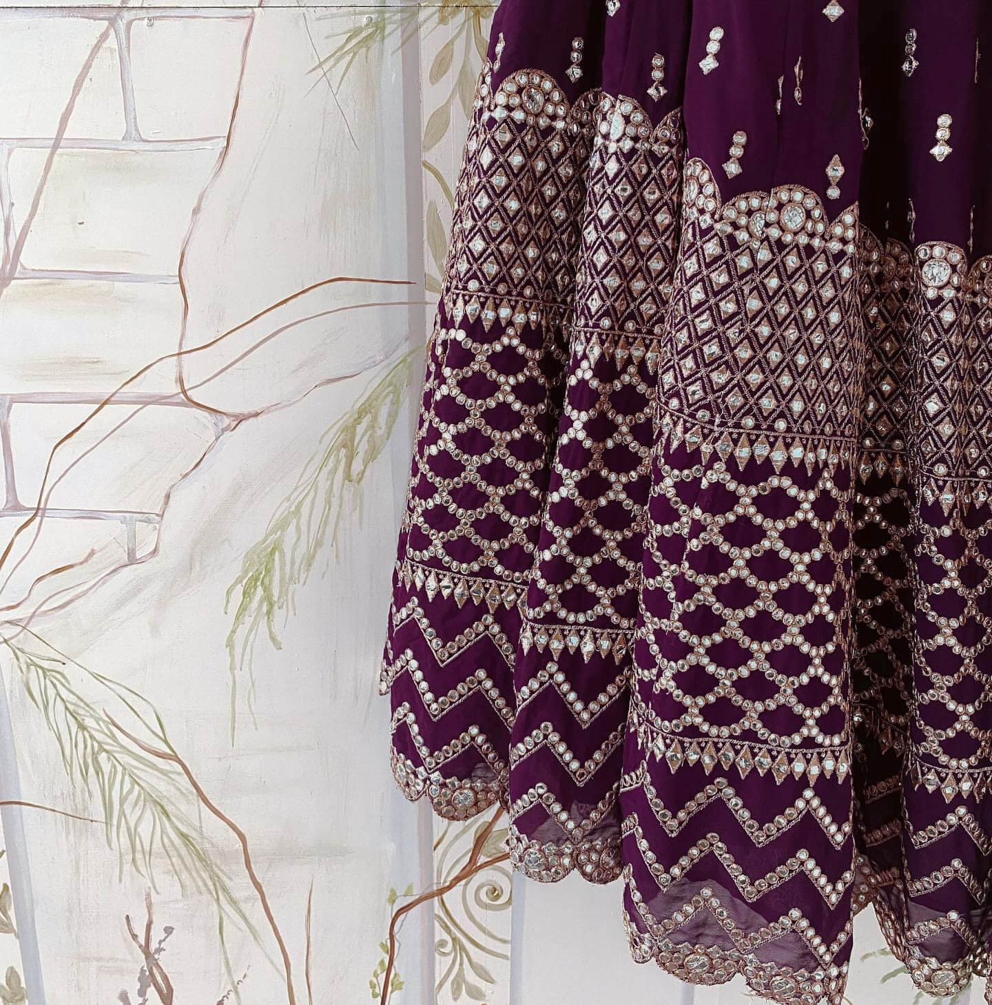 Wine Color Embroidered Attractive Party Wear Georgette Dulhan Wedding Lehenga Choli