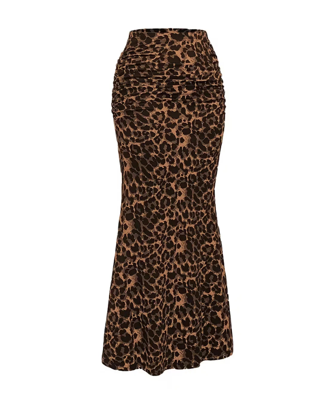 Women's Leopard Print Pleated midi Skirt