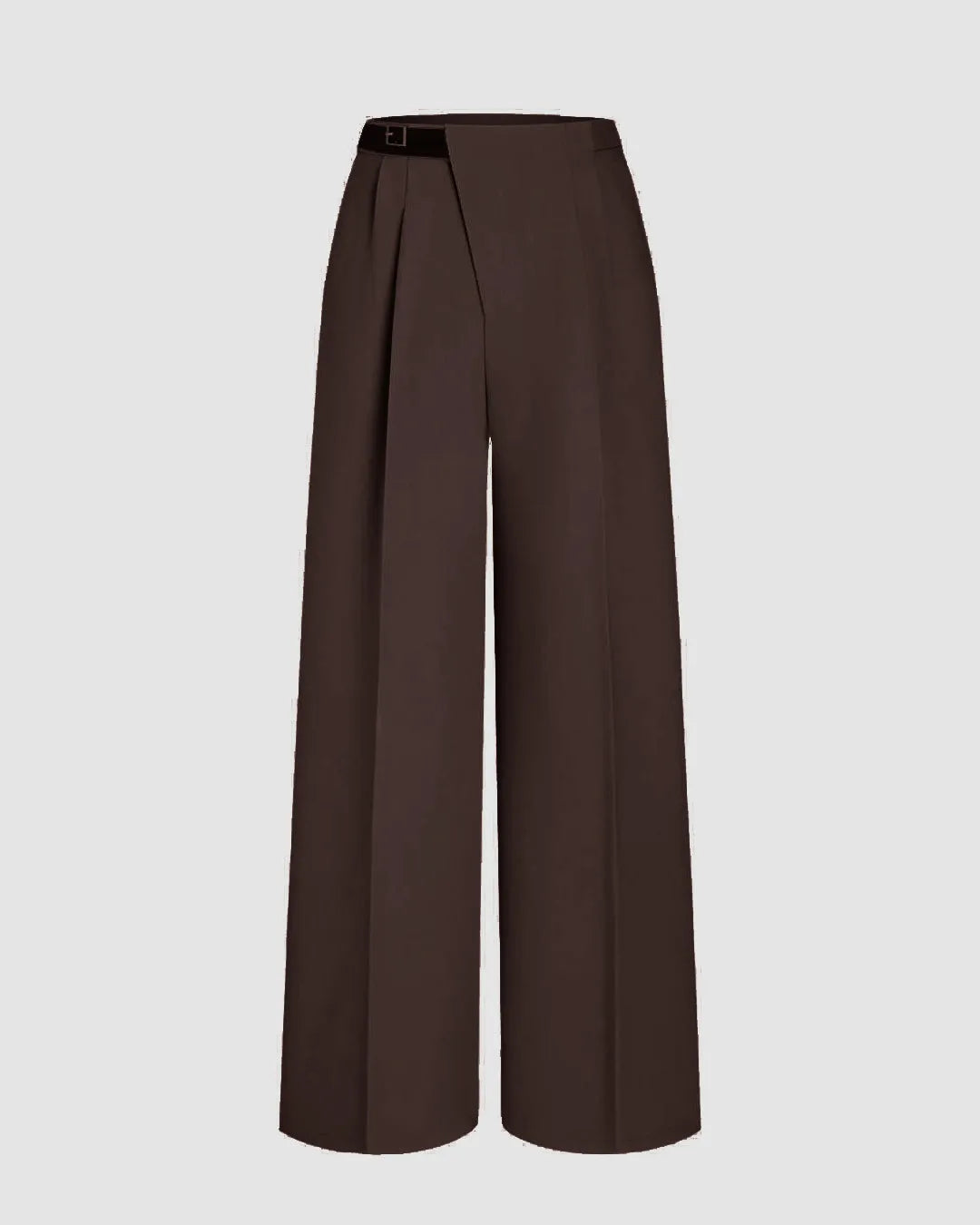 Wrapped Pleated Dark Brown Trouser Without Belt