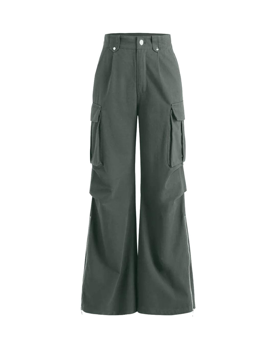 Y2K Baggy Fit Women Cargo In Green