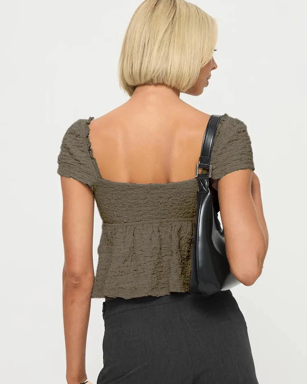 Y2K Vintage V-neck top Smoke Green Crop Top