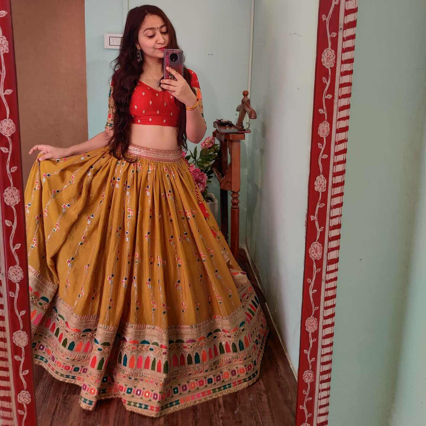 Yellow Lehenga Choli in Georgette With Resham and Sequence Work