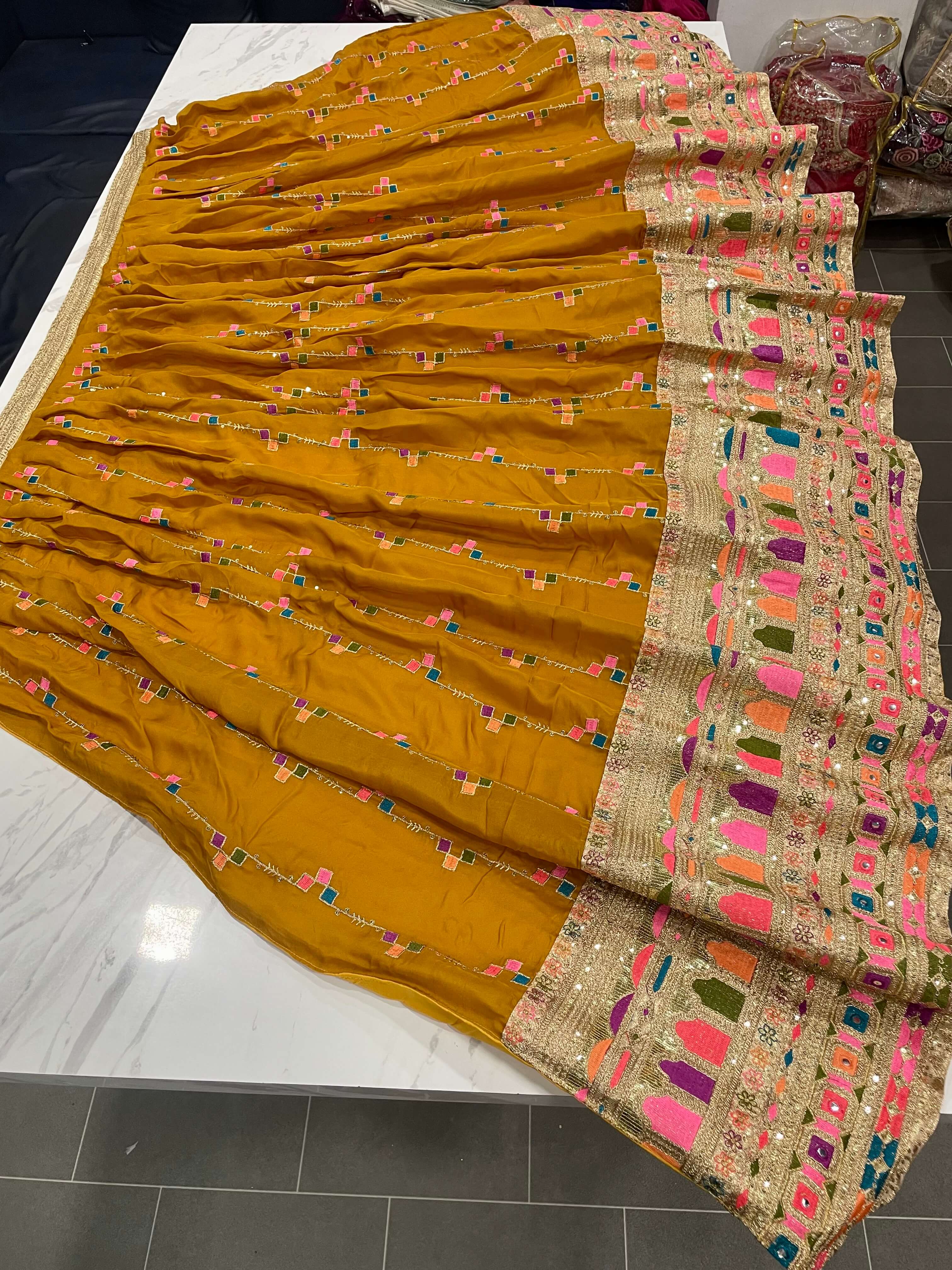 Yellow Lehenga Choli in Georgette With Resham and Sequence Work