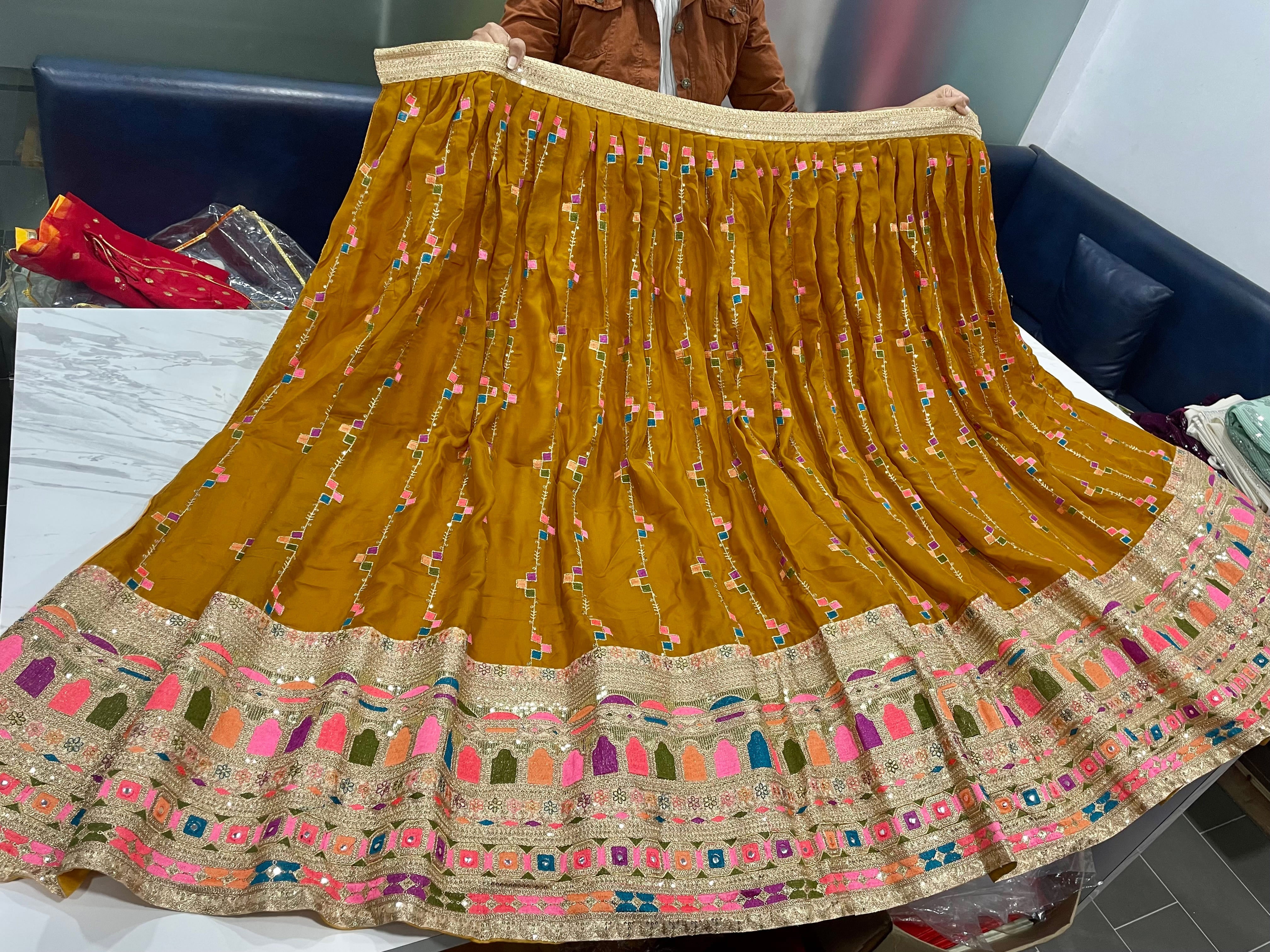 Yellow Lehenga Choli in Georgette With Resham and Sequence Work