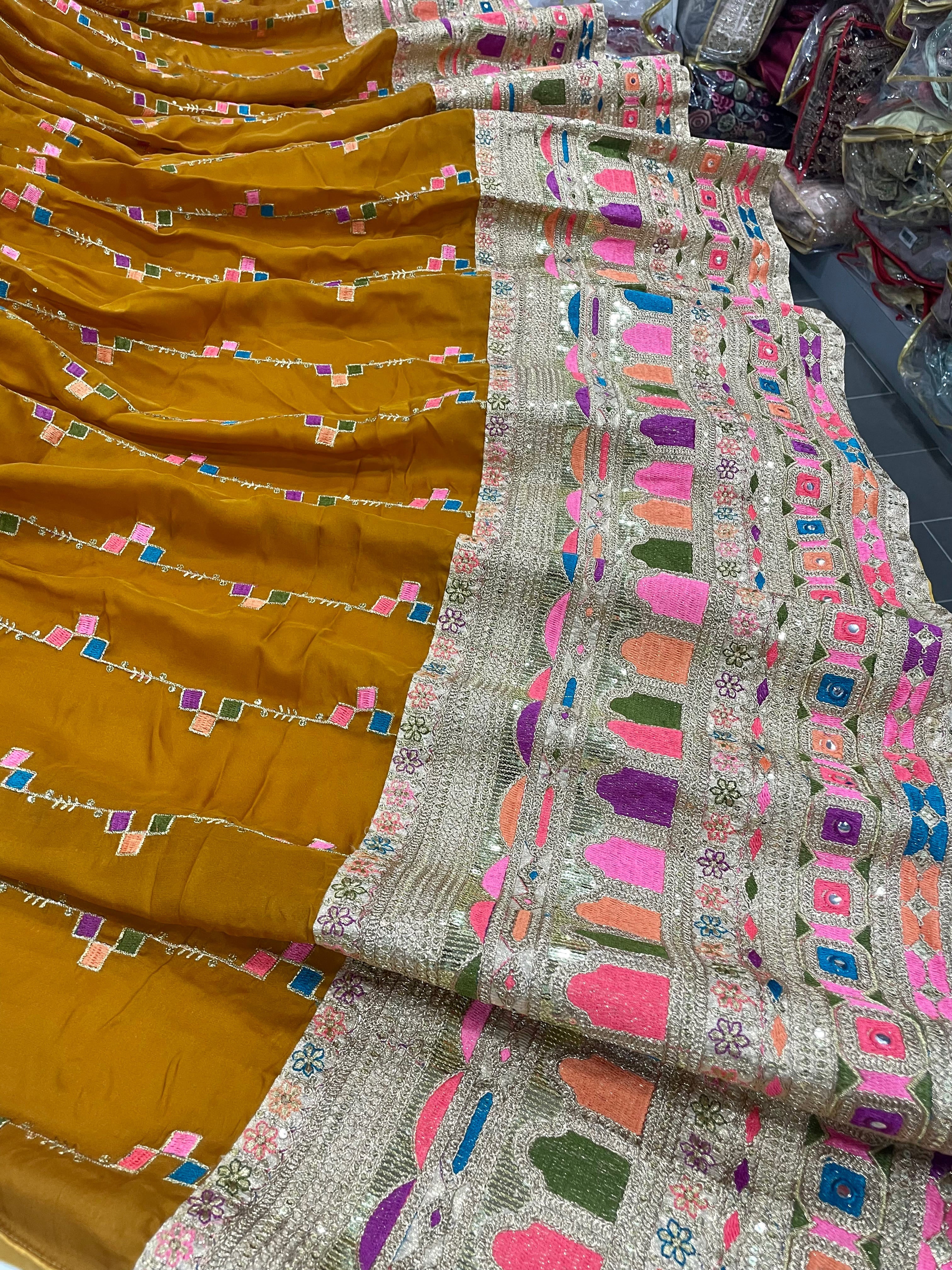 Yellow Lehenga Choli in Georgette With Resham and Sequence Work