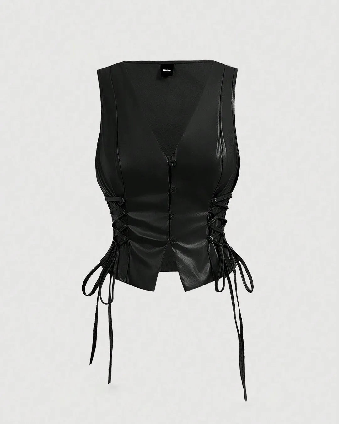 Zip-Front Cropped Black Top