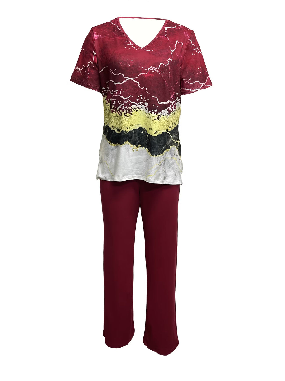 LuxePrint V-Neck Co-Ord Set