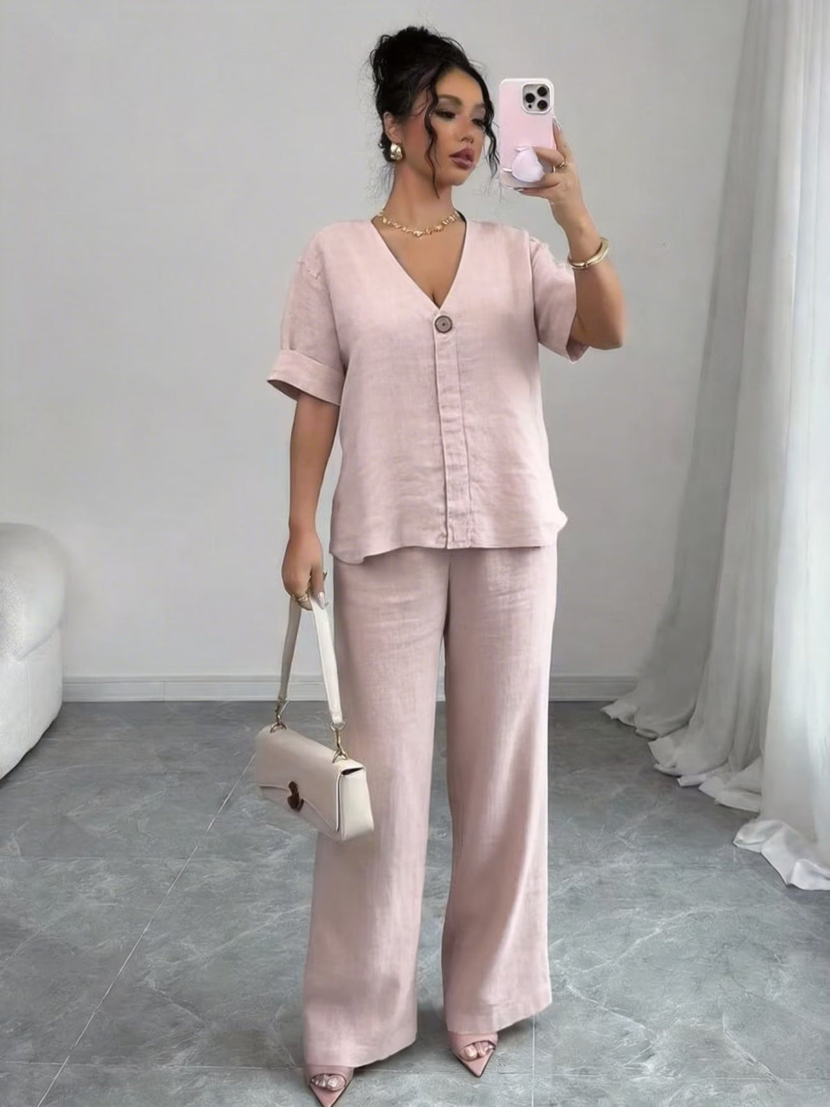 European Luxe Wide-Leg Co-Ord Set