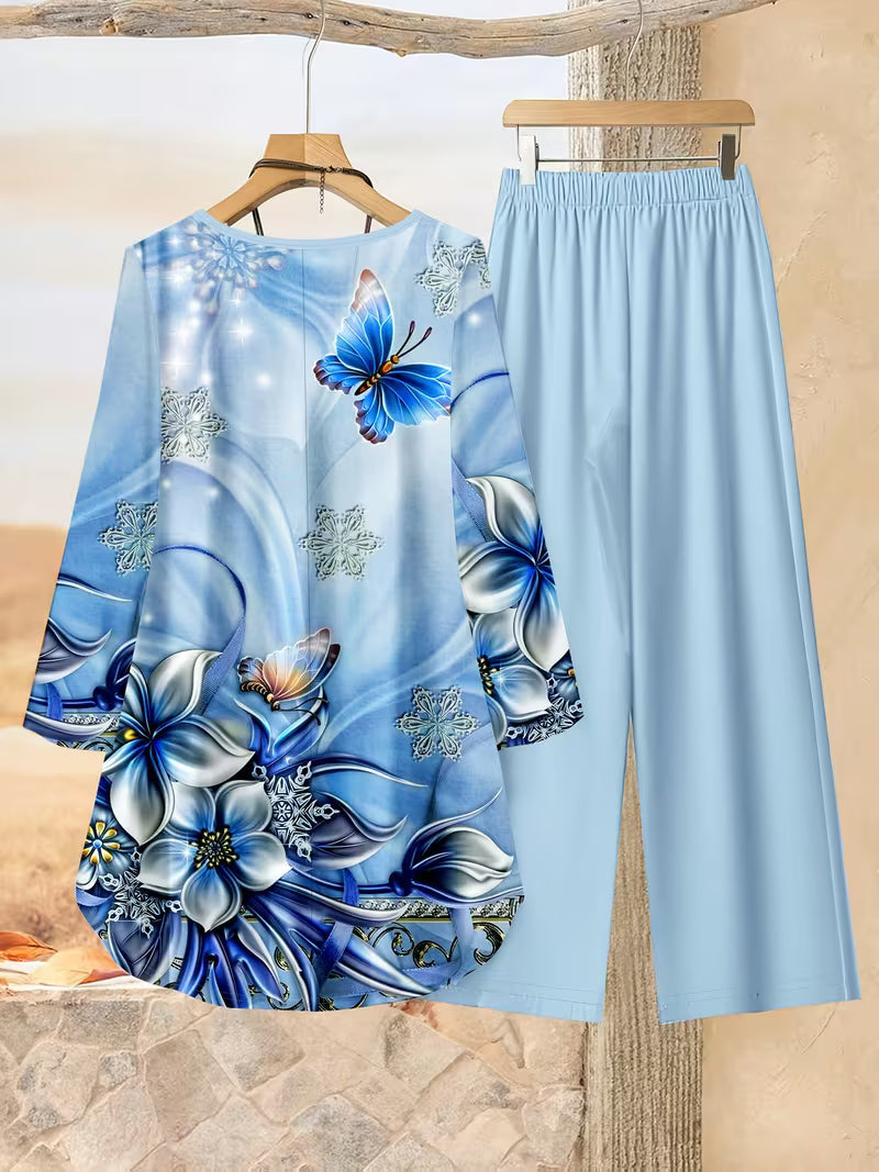 Women’s Color-Block Striped Top & Pants Set
