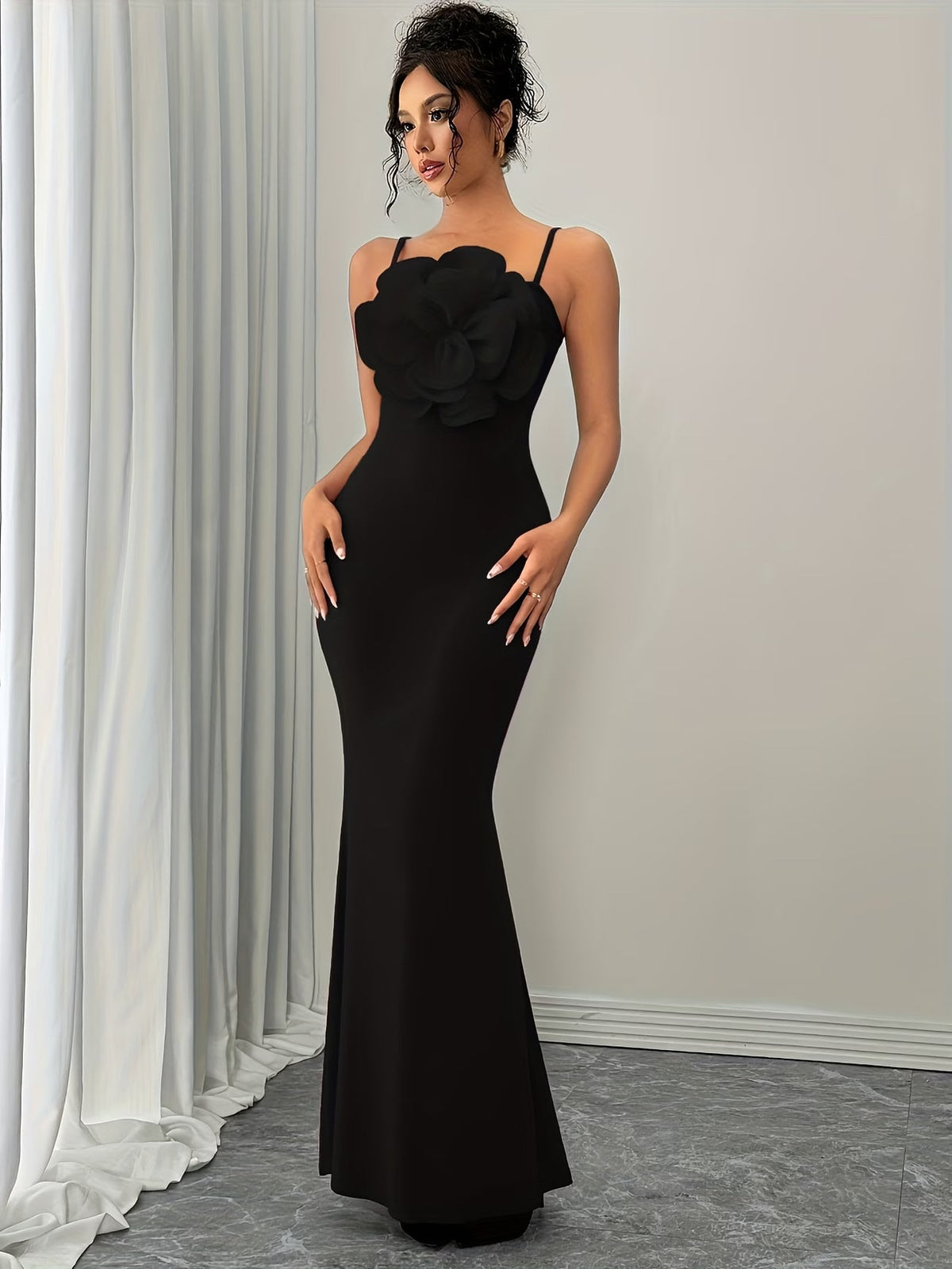Women's Elegant 3D Floral Statement Maxi Dress
