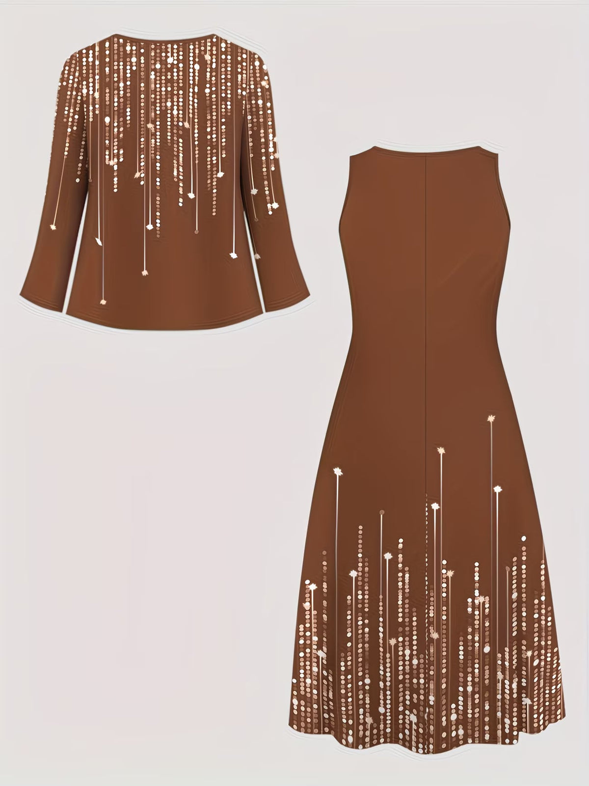 Women's Botanical Print Dress & Tie-Front Cardigan Two-Piece Set