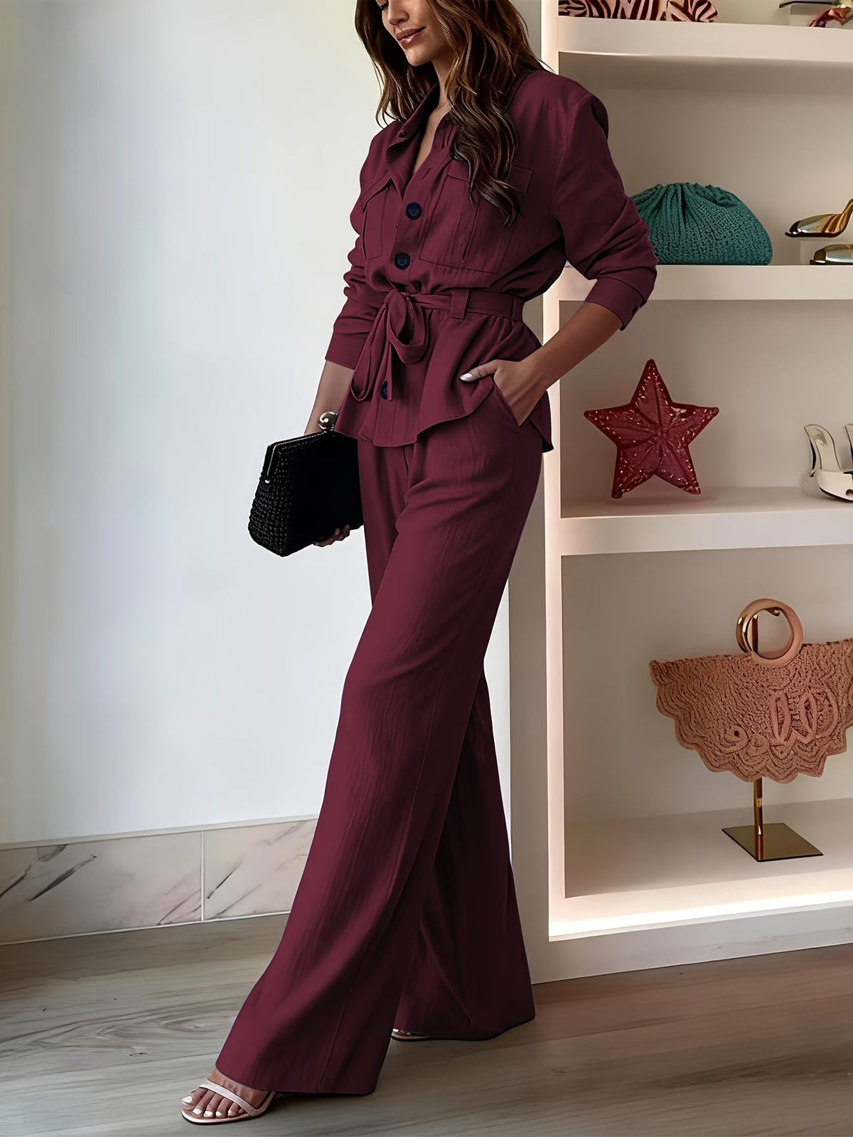 Chic Drawstring Wide-Leg Co-Ord Set