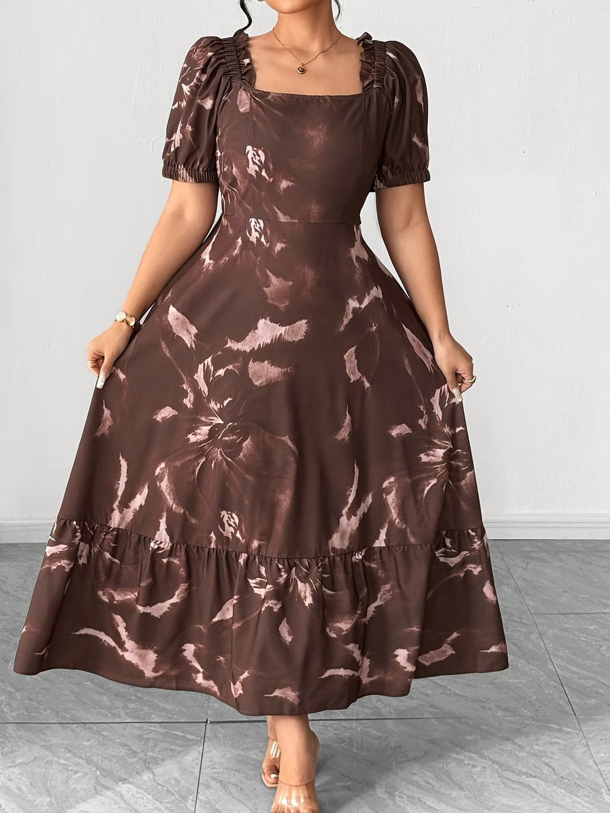 Graceful Summer Printed A-Line Maxi Dress