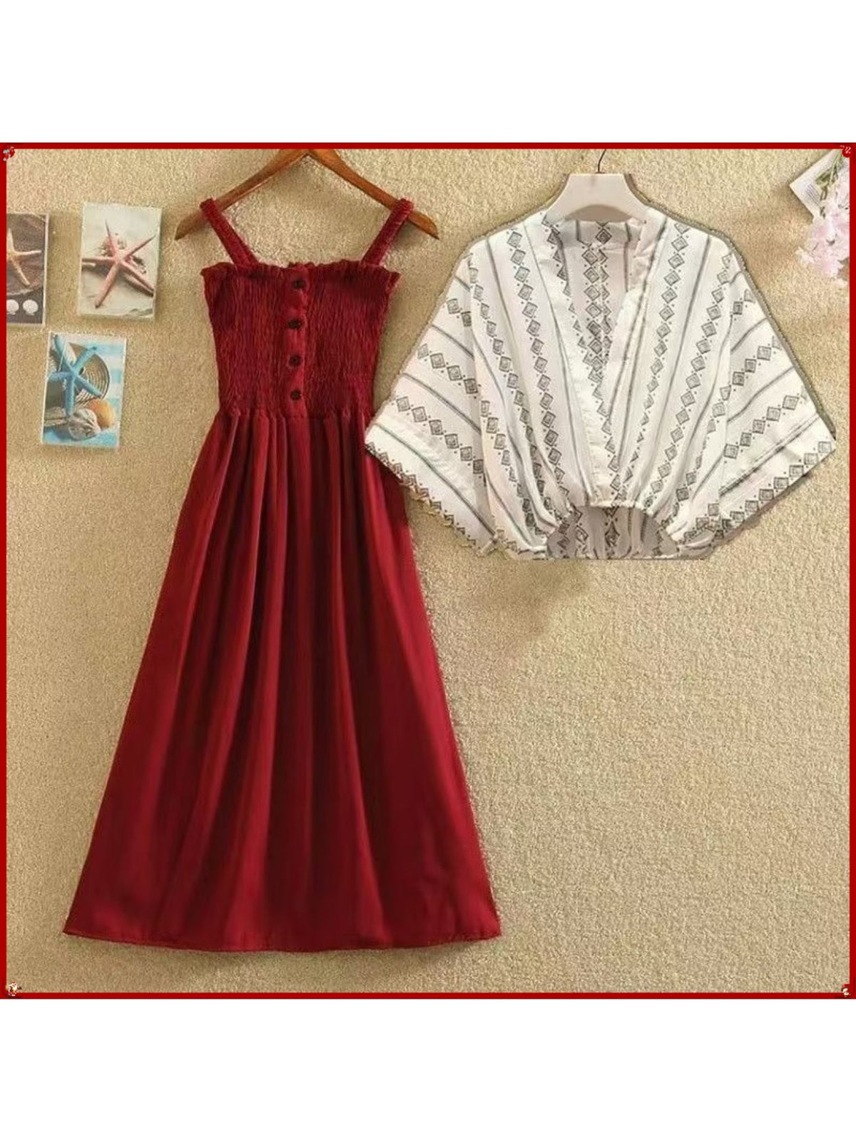 Women's Chiffon Waist-Cinched Dress & Layered Two-Piece Set
