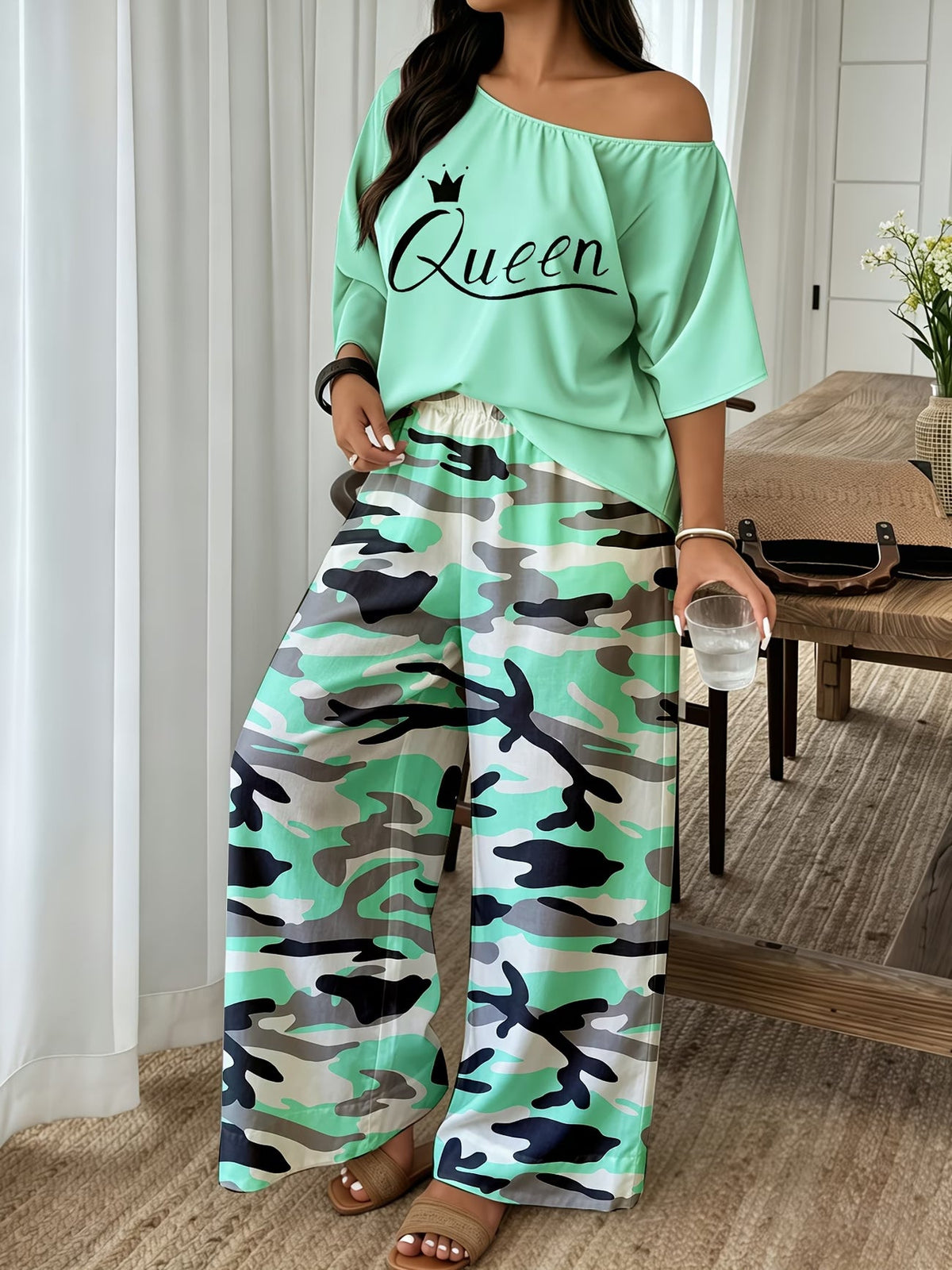 Neon Queen Camo Lounge Co-Ord Set
