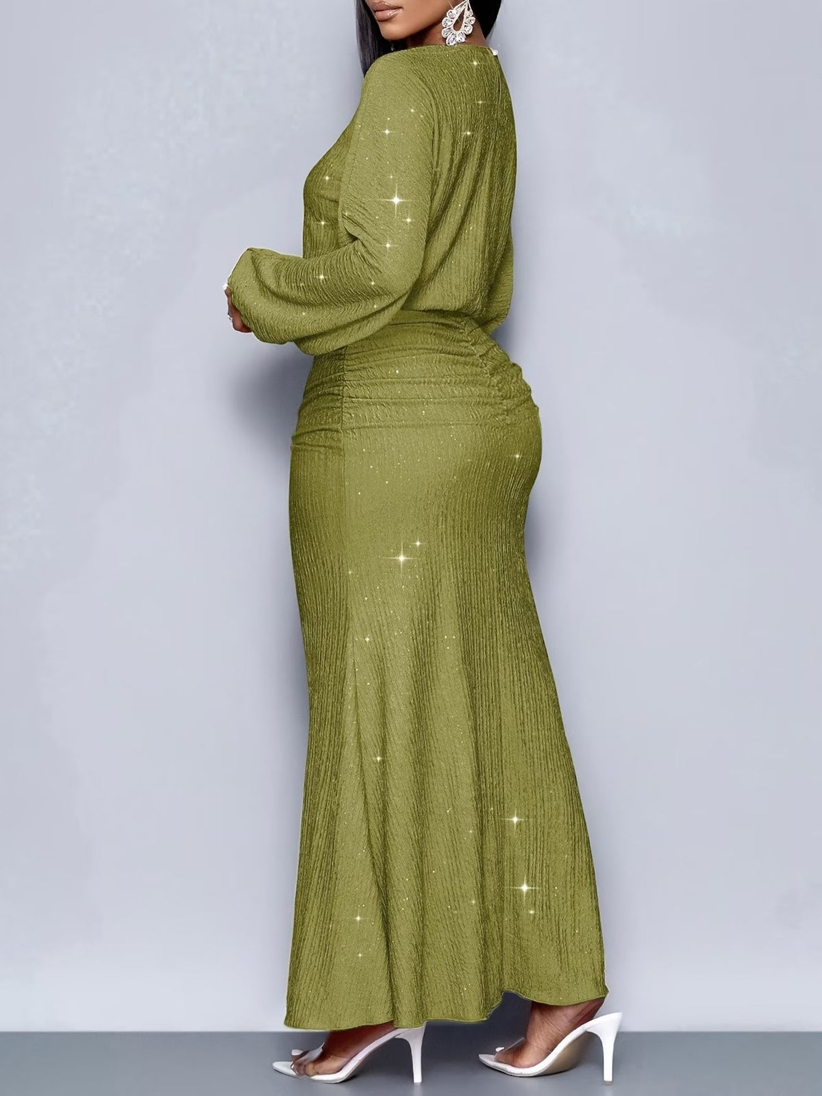 Women's Elegant Mermaid Hem Long Sleeve Bodycon Dress