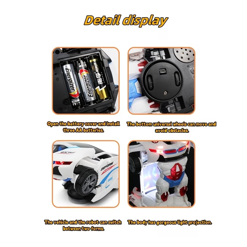 DAYS Transforming Sports Car Toy with Lights & Music