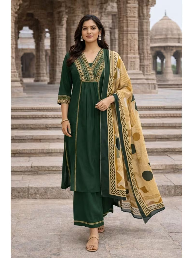 Green Royal Kurta Palazzo Set 💚