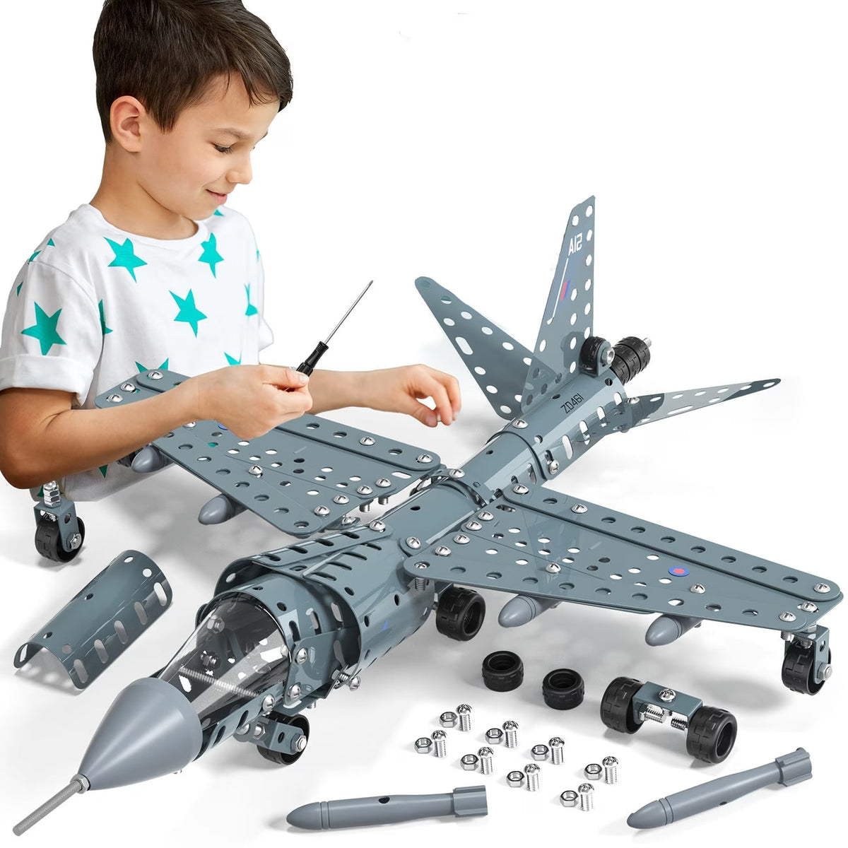 DAYS DIY Metal Jet Airplane Model Toy