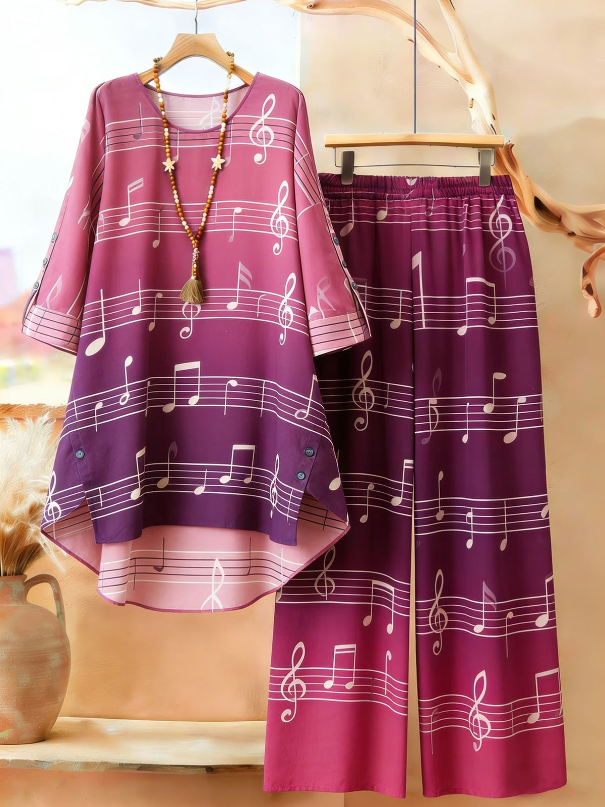 Elegant Botanical Print 2-Piece Women’s Co-Ord Set
